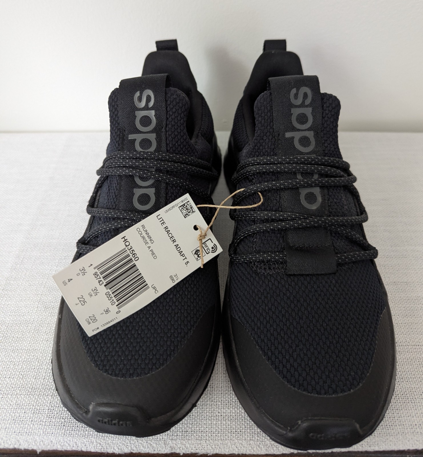 adidas Lite Racer Adapt 5.0 Unisex Kids Black Slip-On Mesh Sneakers US 4