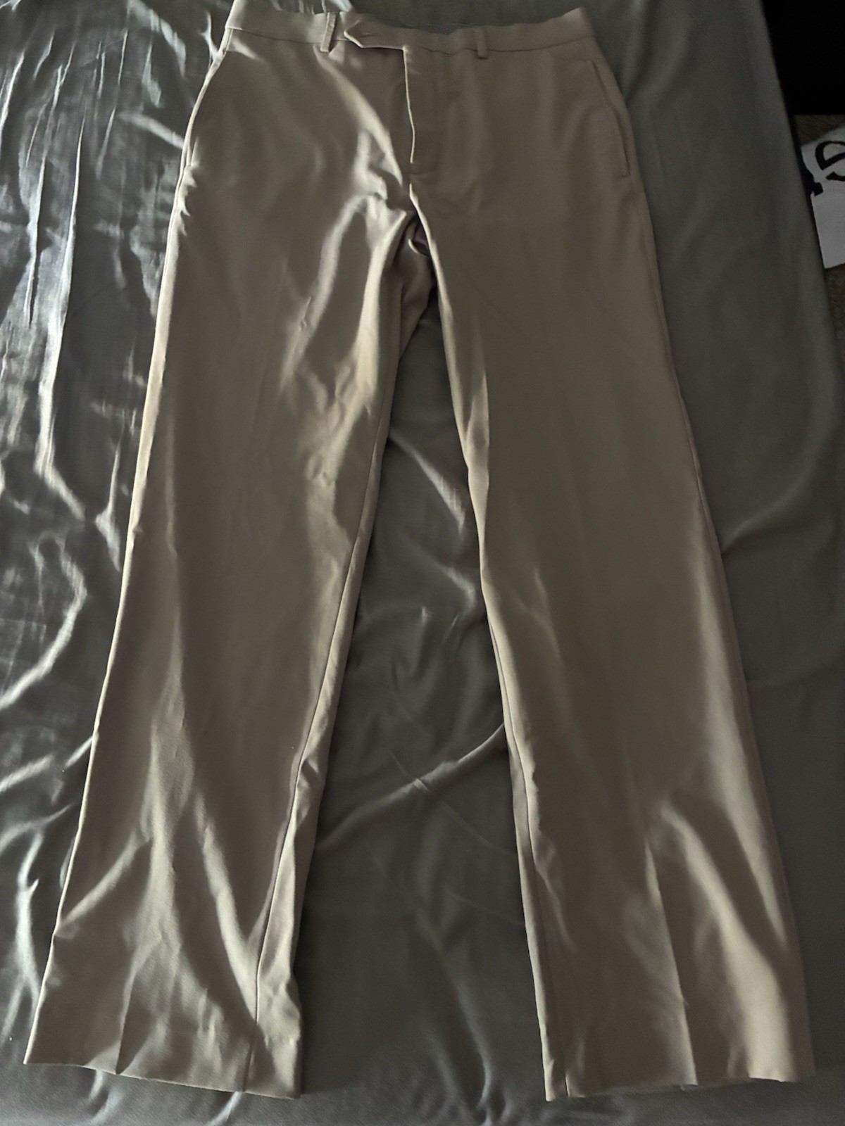 Michael Kors Men’s Beige Slim Fit Stretch Dress Pants Flat Front Tapered 33W