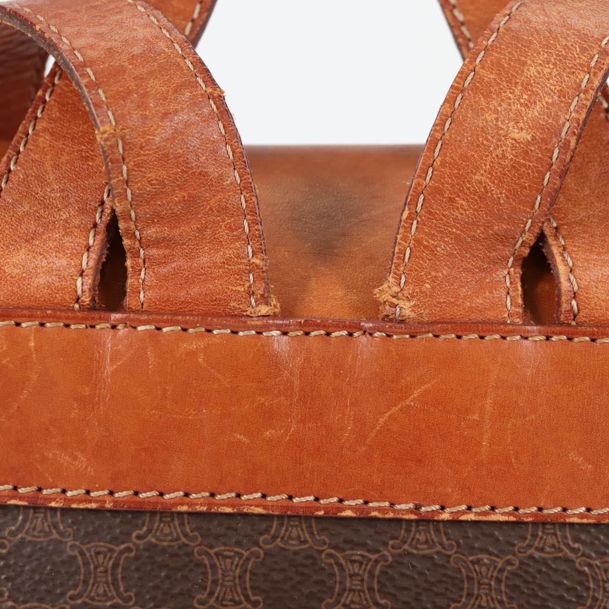 CELINE Macadam Canvas Backpack PVC Leather Brown Gold Auth 133049
