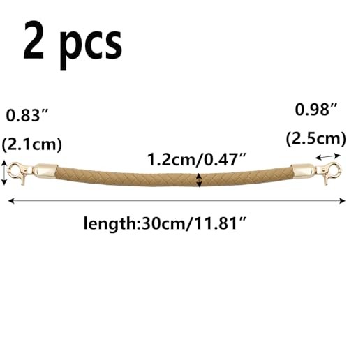 2pcs Braided Handbag Straps – 11.8 Inch Short PU Leather Replacement Beige