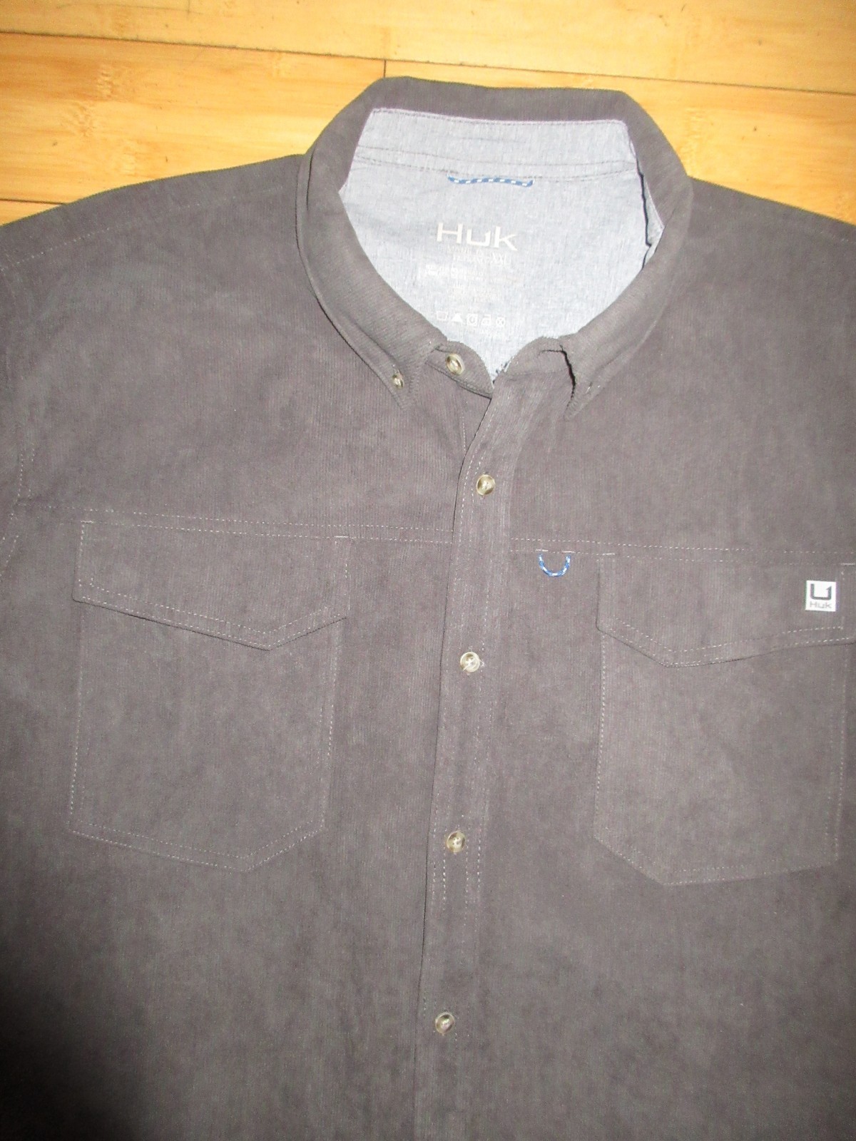 Huk Fishing Mens Hawser Corduroy Button Down LS Shirt XXL Volcanic Ash