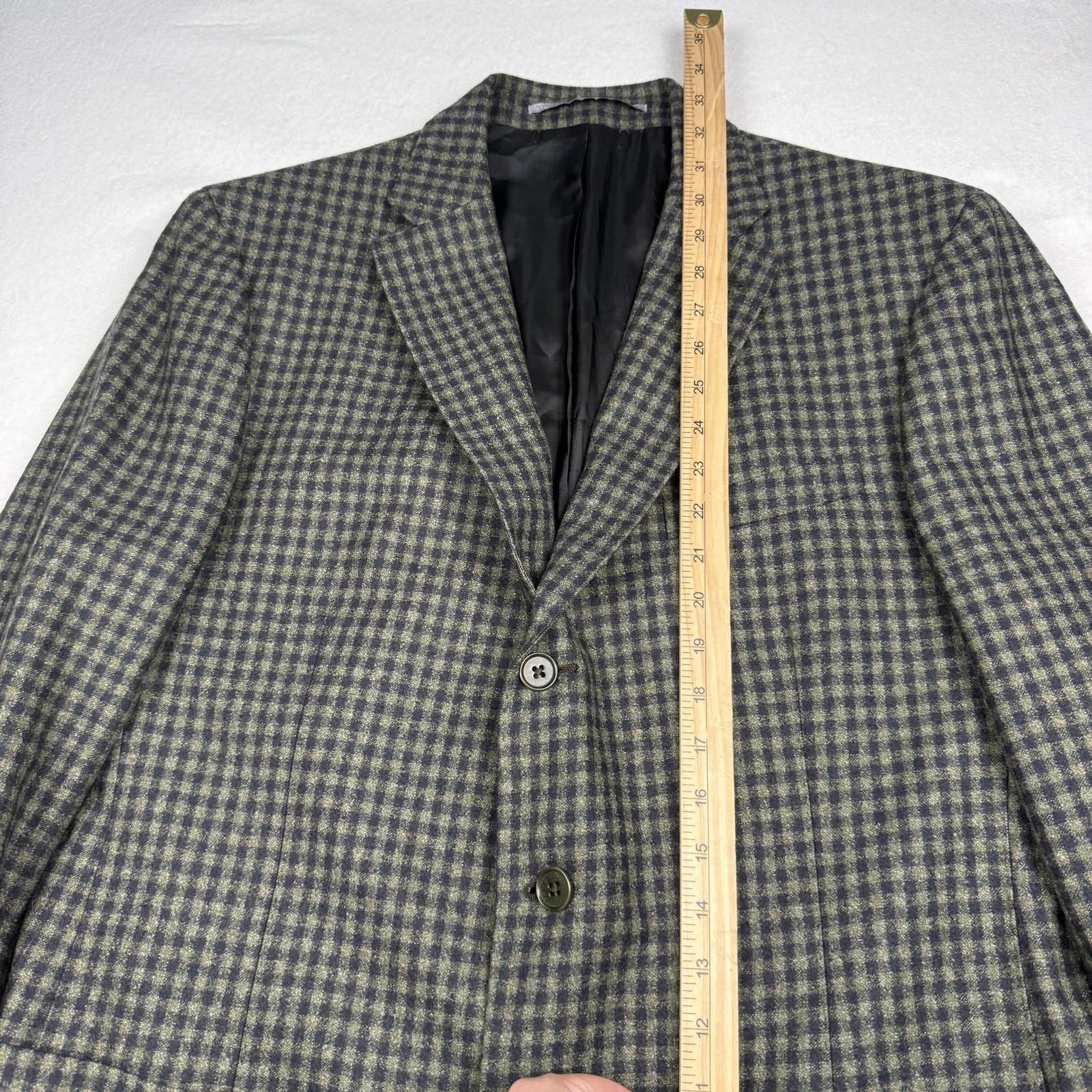 Cantarelli Sport Coat Mens IT 56 (46 US) Green Check Wool Tweed Made Italy