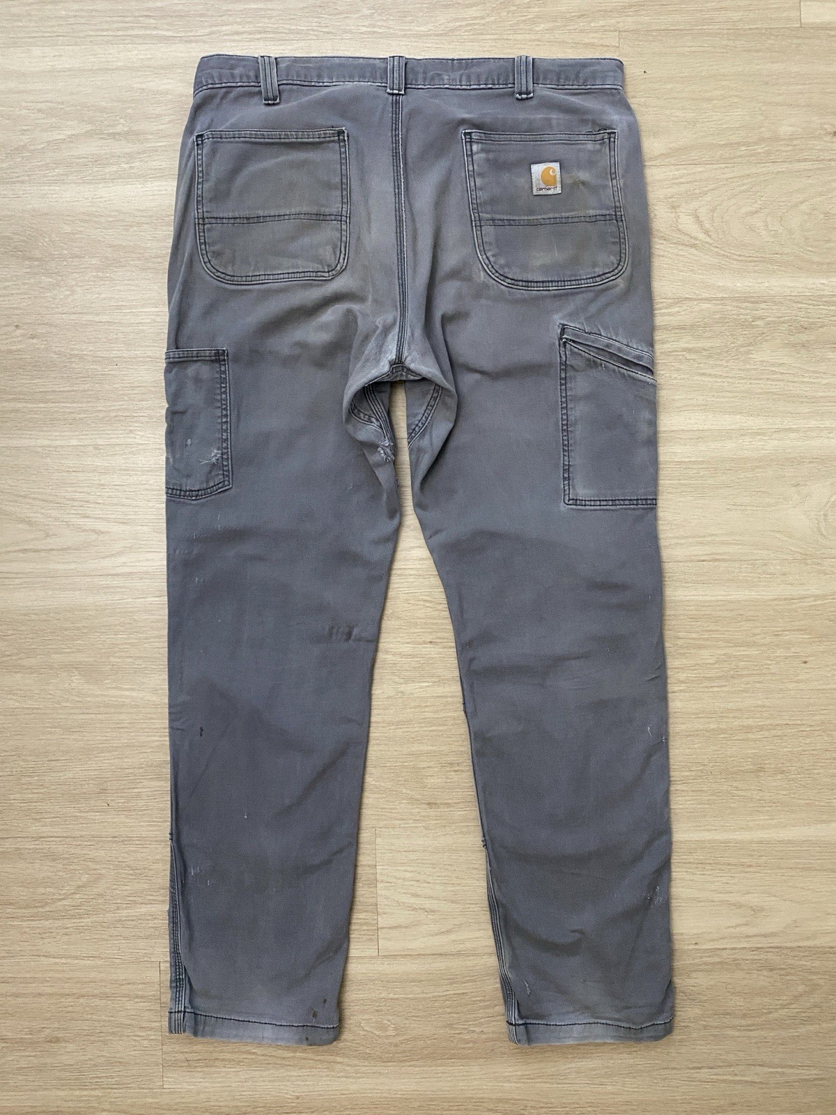 Carhartt Relaxed Straight Pants Men 36×32 Gray Double Knee Distressed 102802-029