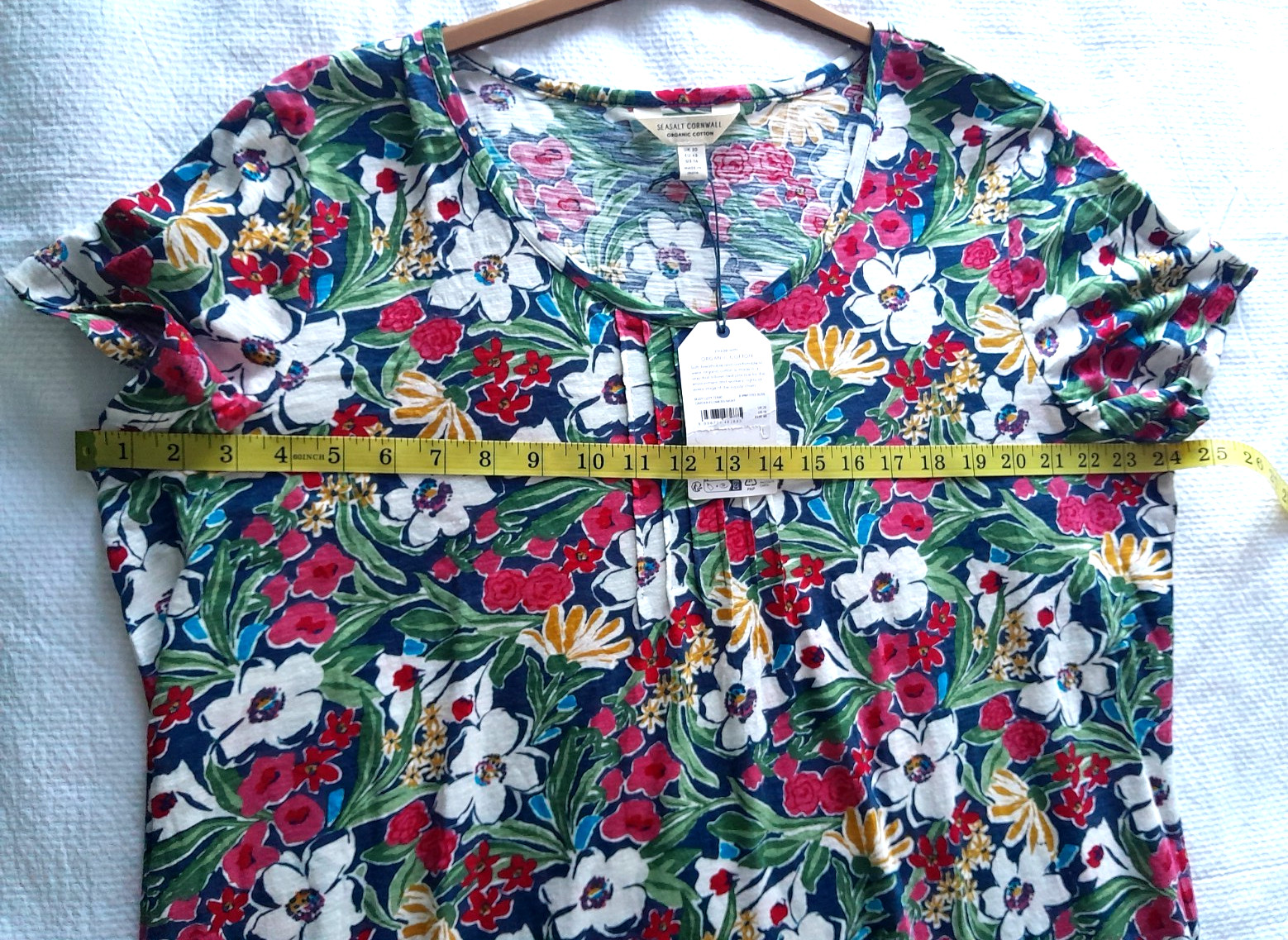 Seasalt jersey tunic, garden flowers, pink.green/white, size 20