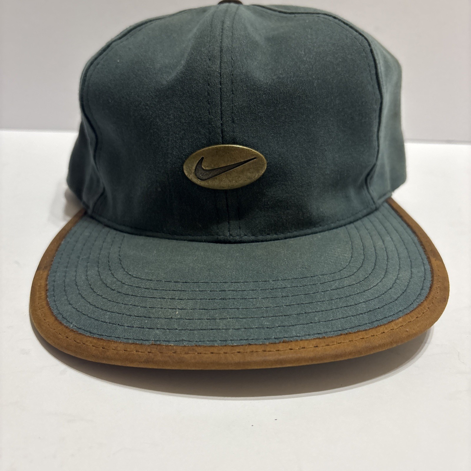 80S Nike Cap Vintage Leather Switching Hat Mens Accessory RARE