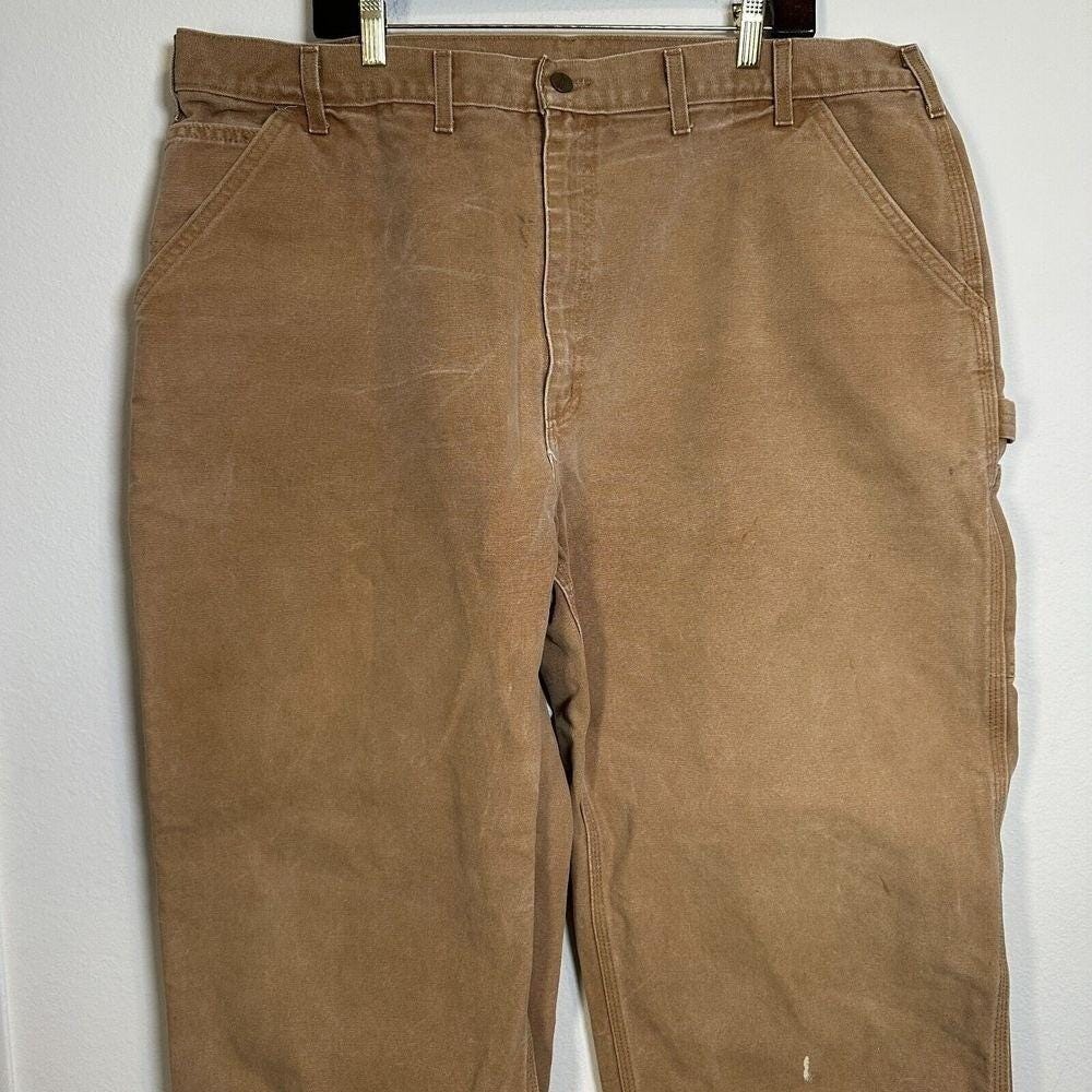Carhartt Carpenter Pants Mens 44×30 Brown Vintage B11 BRN Duck Canvas Made USA