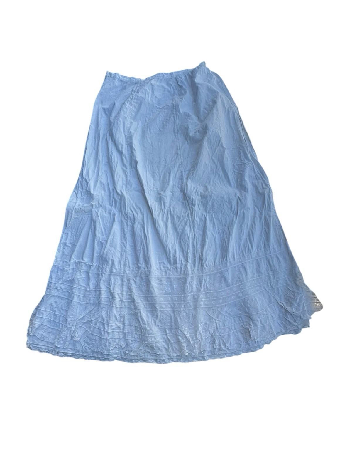 Antique Edwardian White Cotton Lawn Petticoat Lace Trim Underskirt 24” Waist