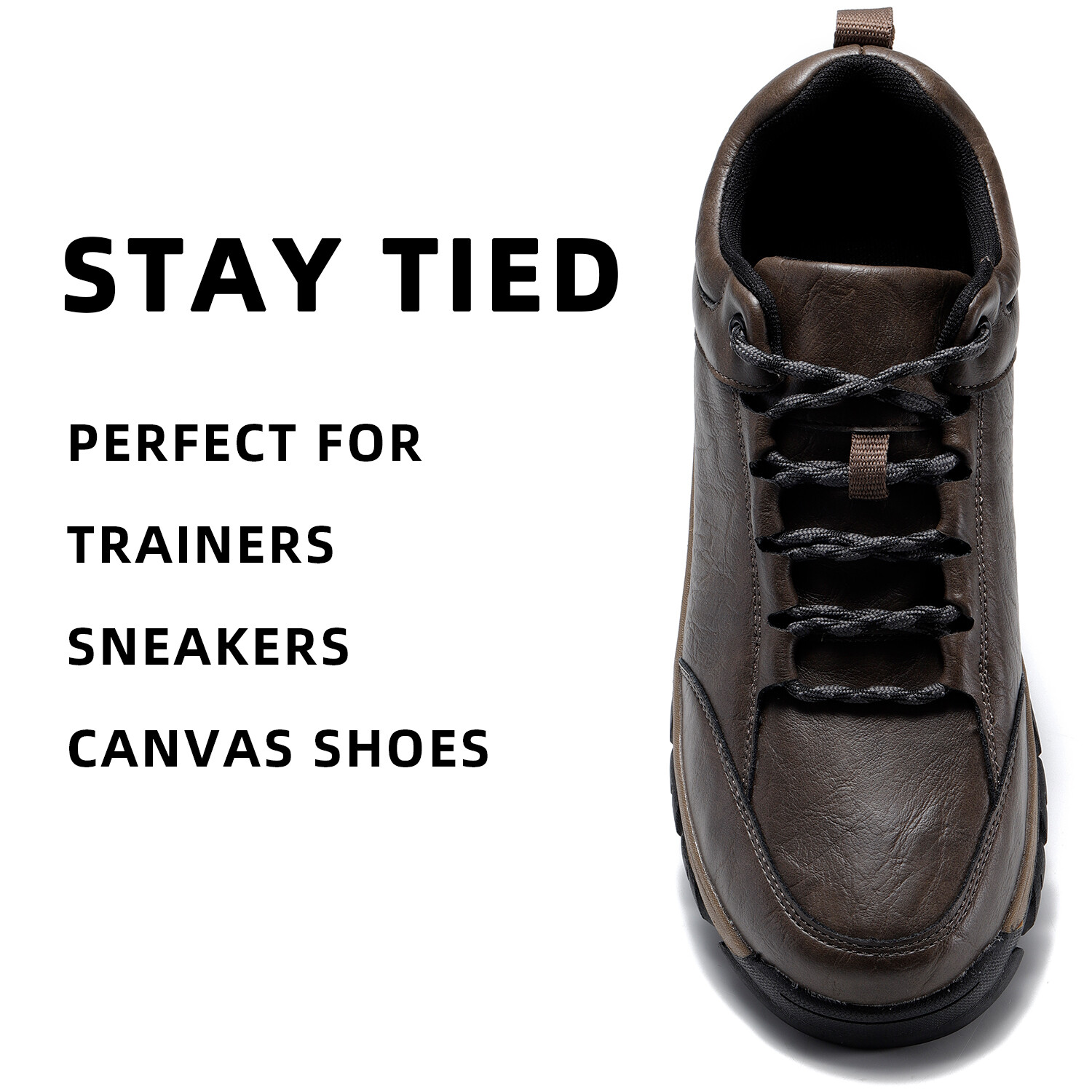 1Pair Wave Gray Black Hiking Work Boot Shoe Laces for 5 6 7 8 eyelets Stay Tied