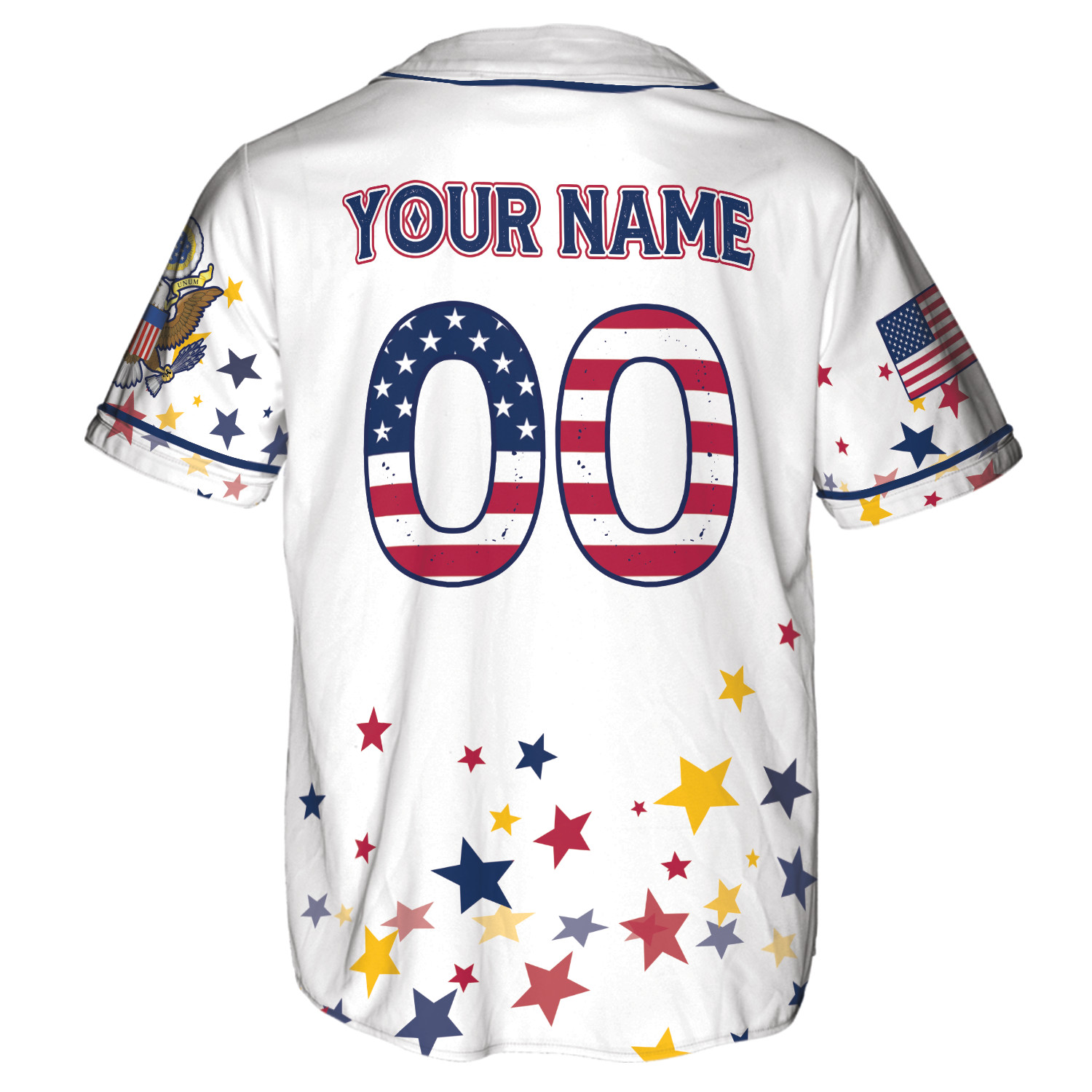 Personalized American Flag Baseball Jersey Custom Name Number White
