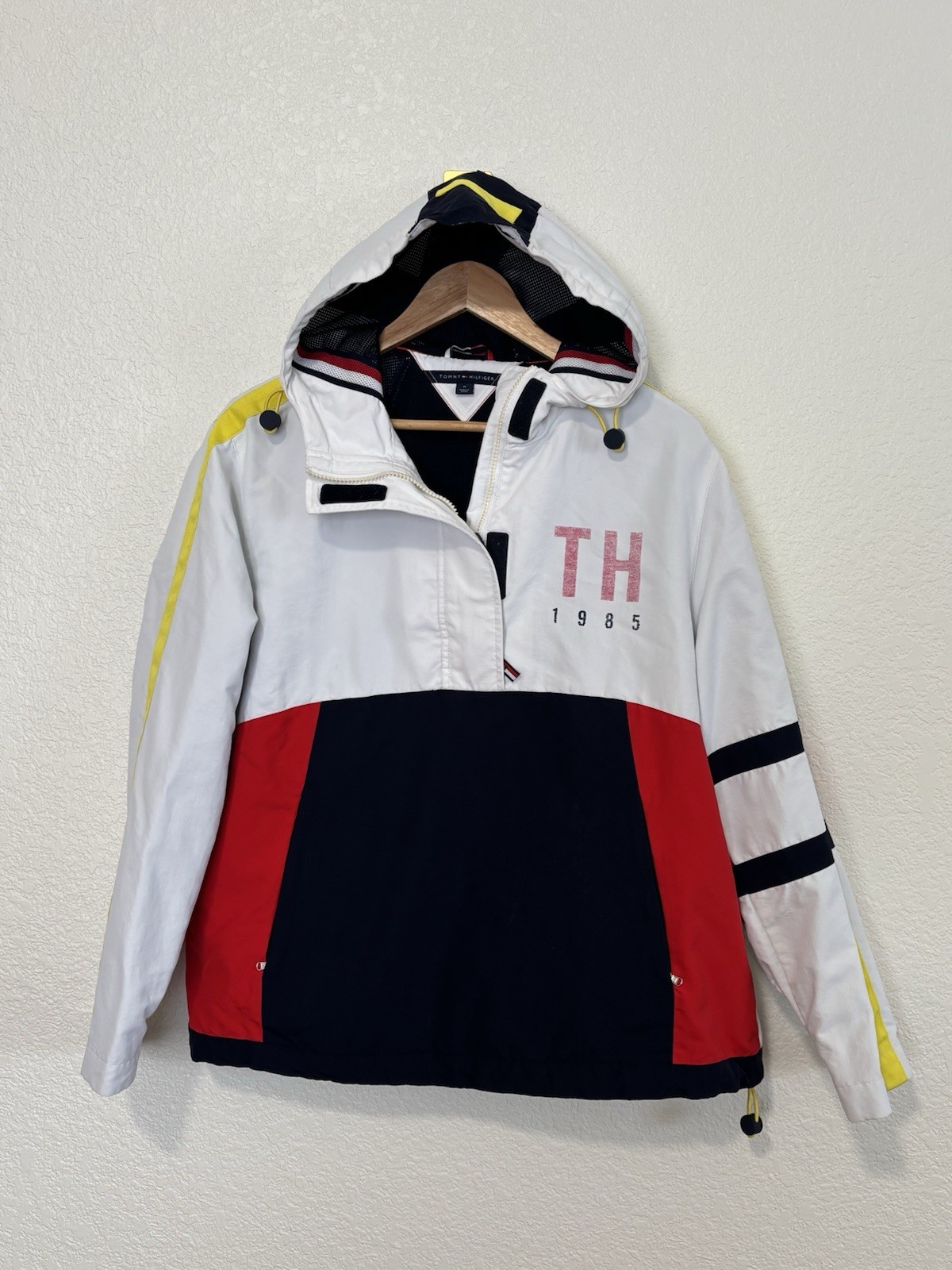 Tommy Hilfiger Hooded Colorblock Windbreaker Jacket Mens Medium Y2K