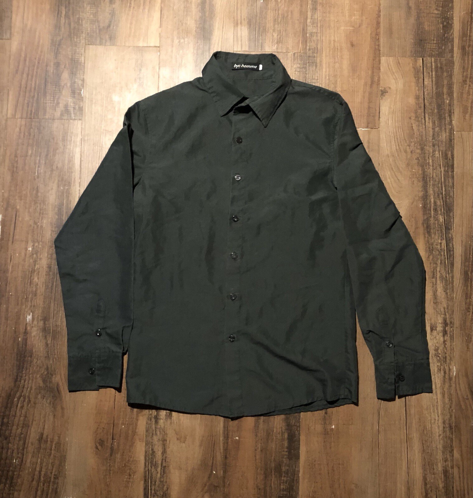 ByC Homme Men’s Dark Gray Long Sleeve Relaxed Fit Button Down Oxford Shirt Small