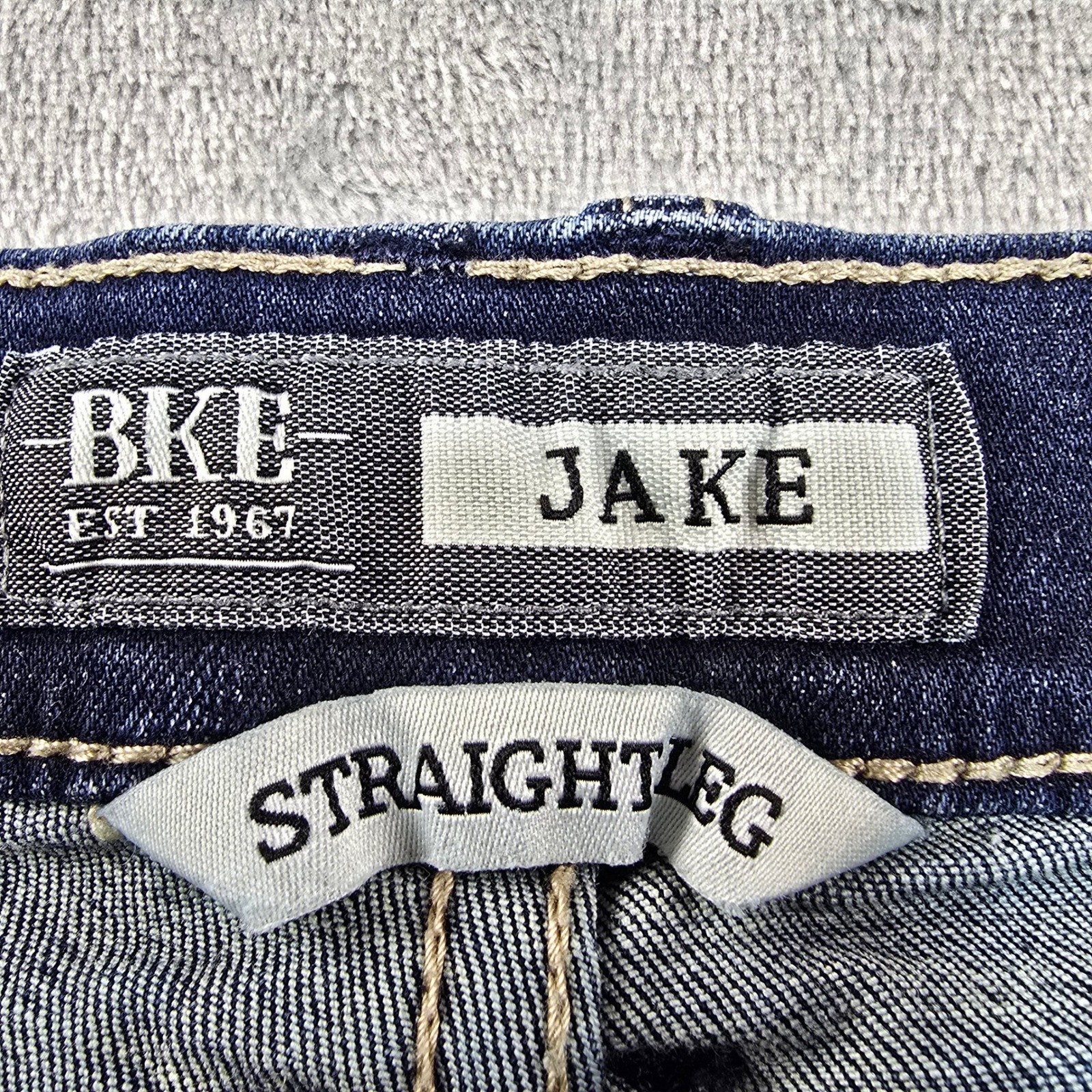 BKE Buckle Jake Straight Leg Jeans Mens 36 Dark Wash Stretch Denim Western Blue