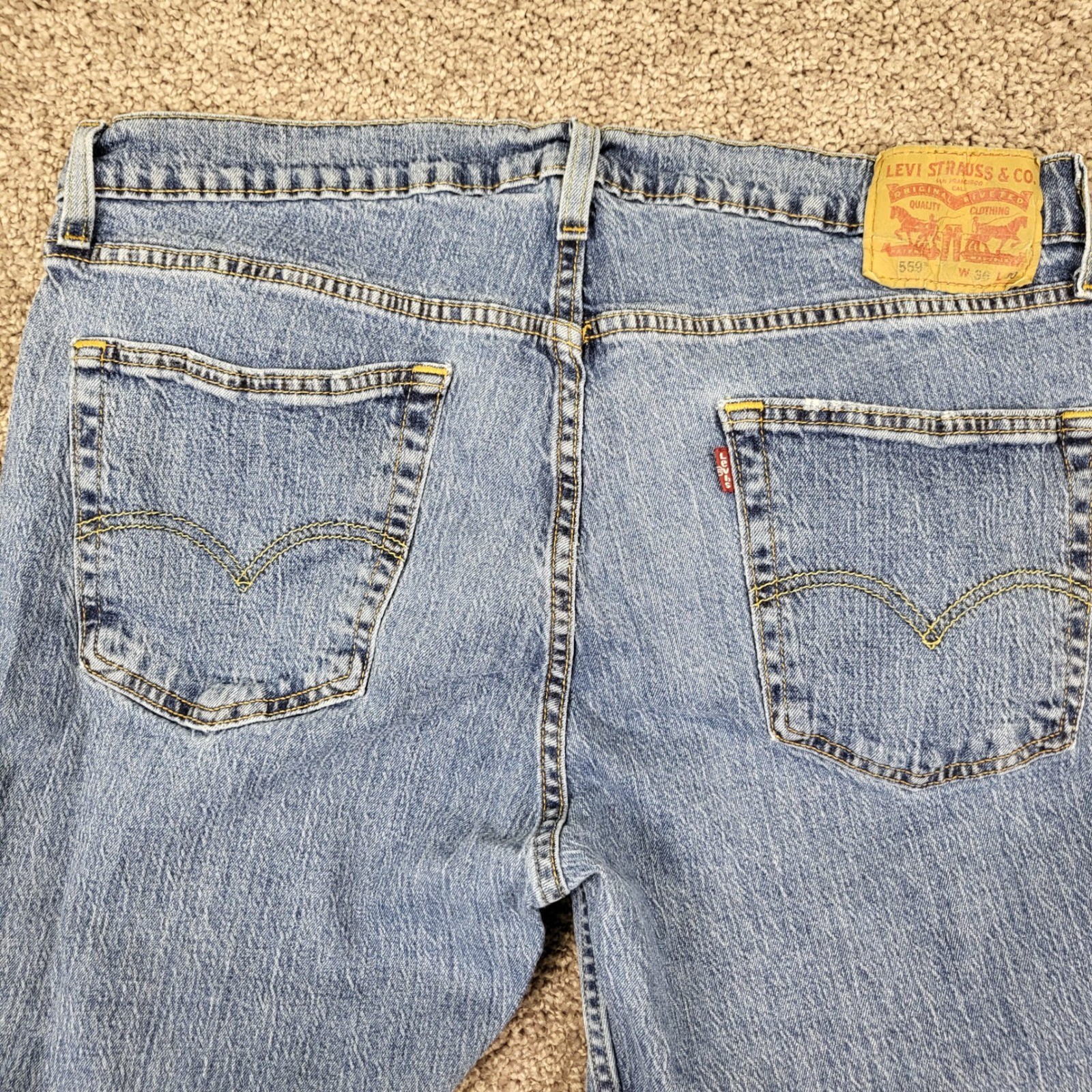 Levis 559 Relaxed Straight Jeans Mens 36×30 Blue Medium Wash Excellent Stretch