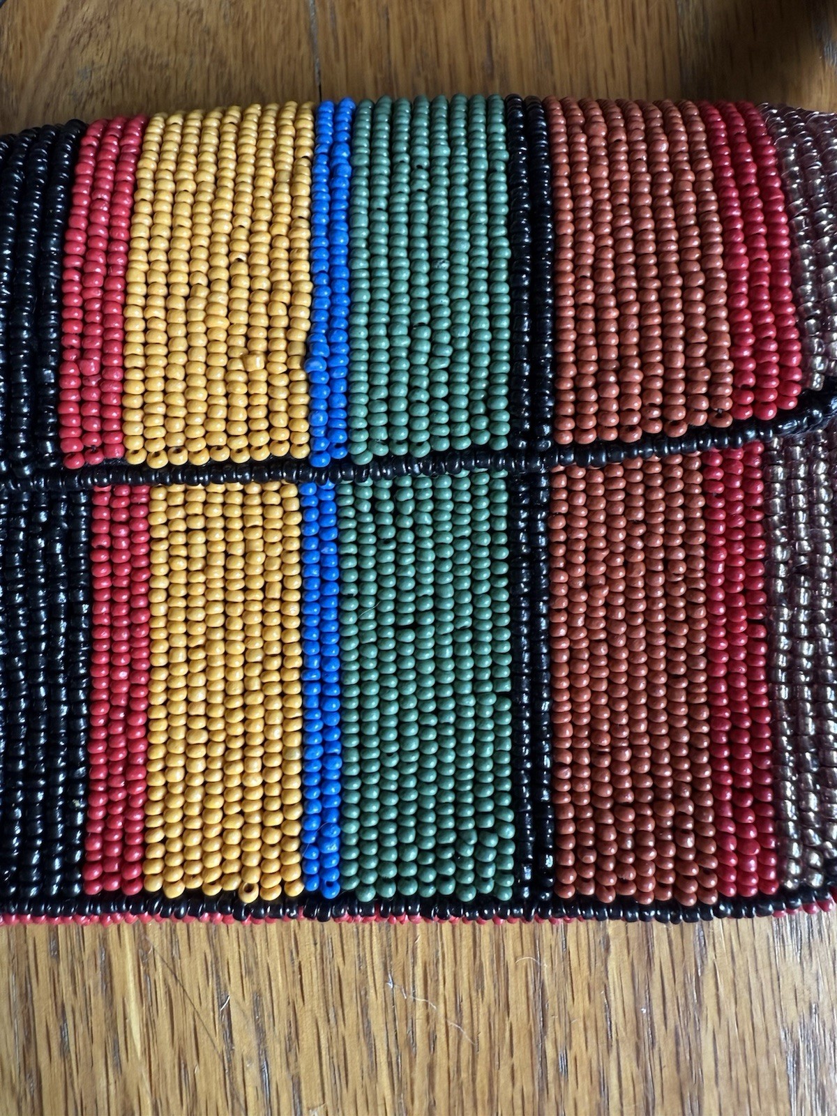 ANTHROPOLOGIE FIONA SUPER MINI BEADED BAG PURSE WALLET MULTI STRIPE NWOT