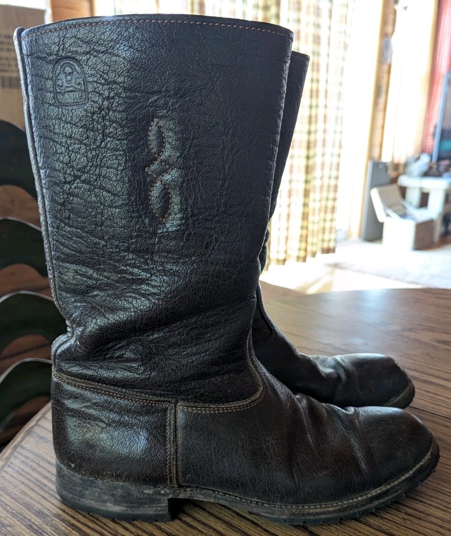 Arandu Argentina Handmade Brown Leather Riding Boots Tall 12.75″ T – 10″ L Foot
