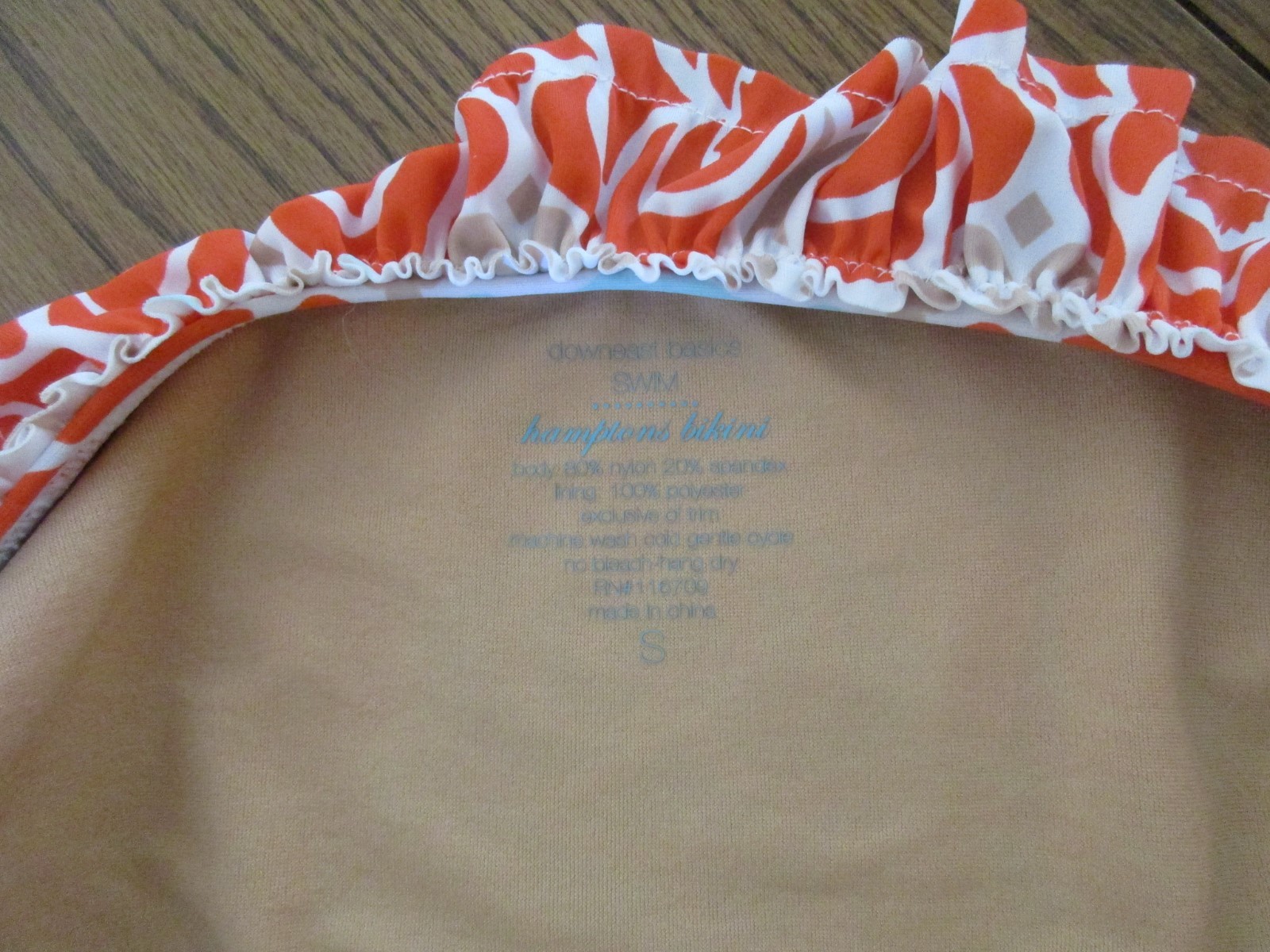 Downeast,Multi-Color Hamptons Bikini Ruffle Trim Swim Bottom,Nylon/Span, S, NWOT