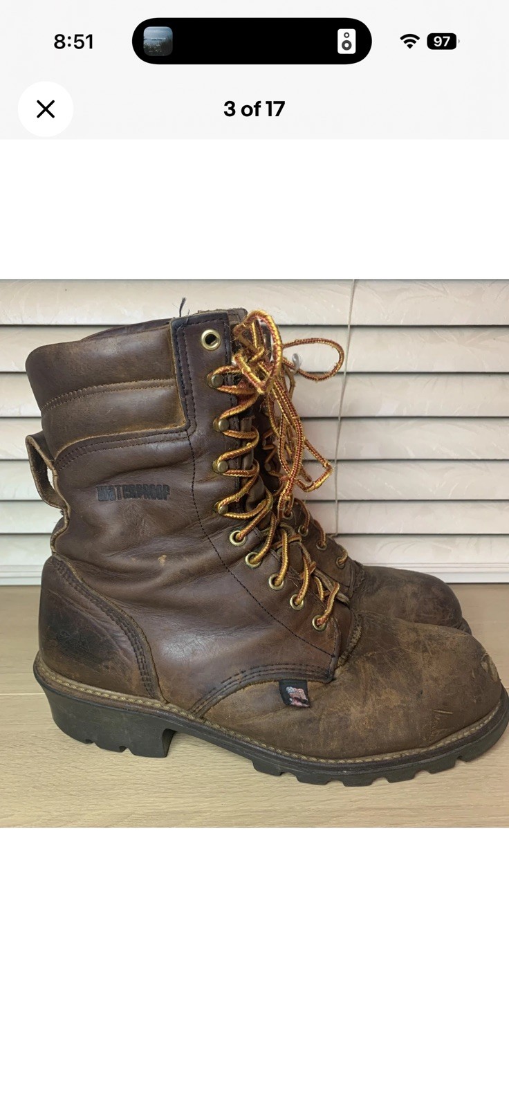 Thorogood 804-3550 Men’s 9″ WP Leather Logger Steel Safety Work Boot Size 10 D