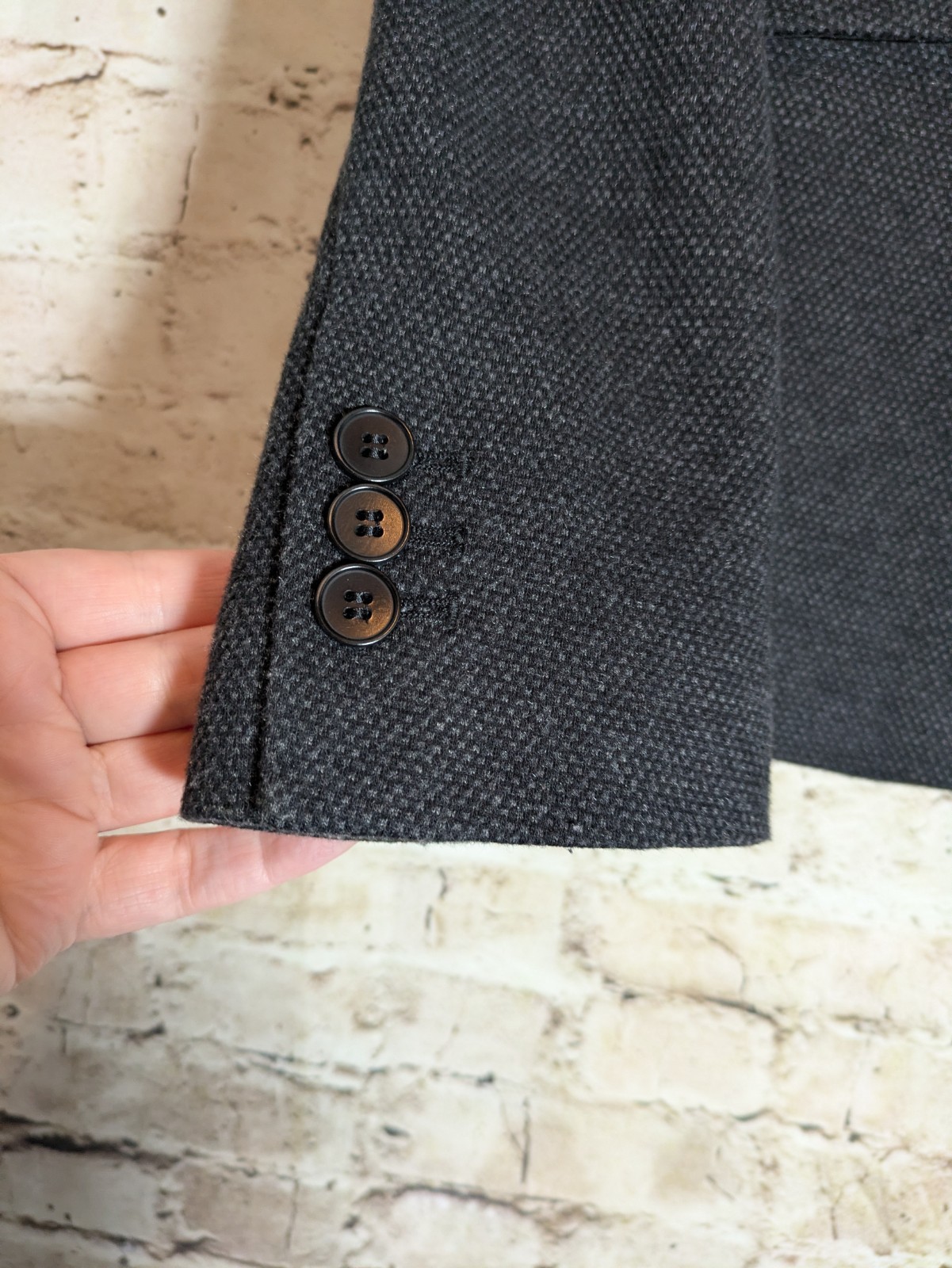 Talbots Tweed Blazer 10 In Charcoal Grey Two Button Heavyweight Office Career
