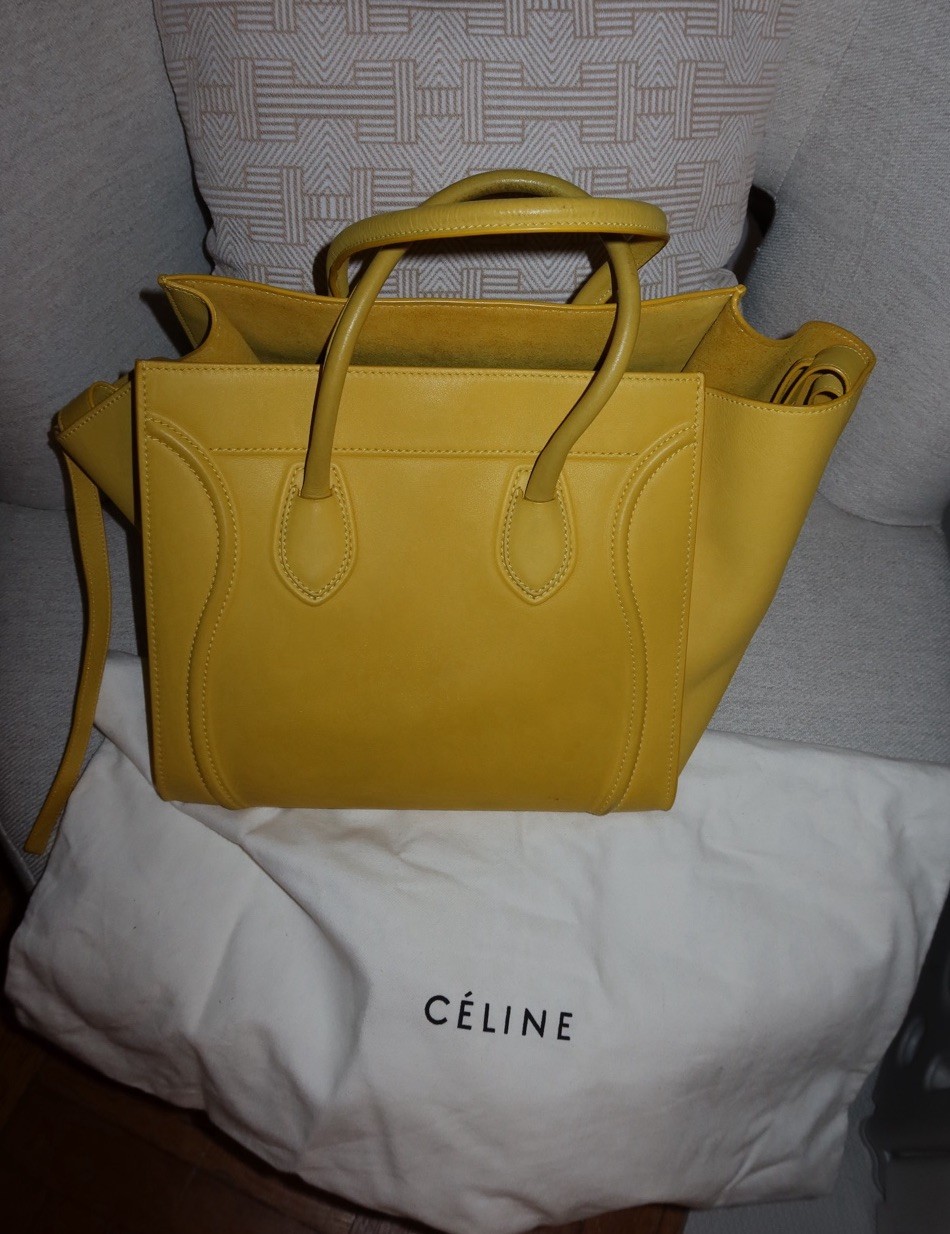 Celine Yellow Leather Medium Phantom Luggage Tote Bag $4200 With Dust Bag