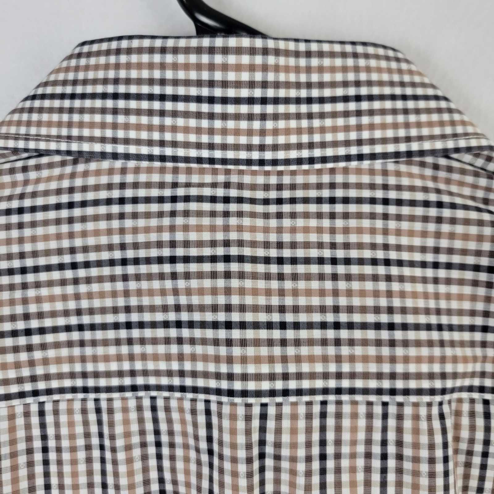 Michael Kors Slim Fit Travel Stretch Mens L Checkered Button-Up Shirt 16.5 34/35