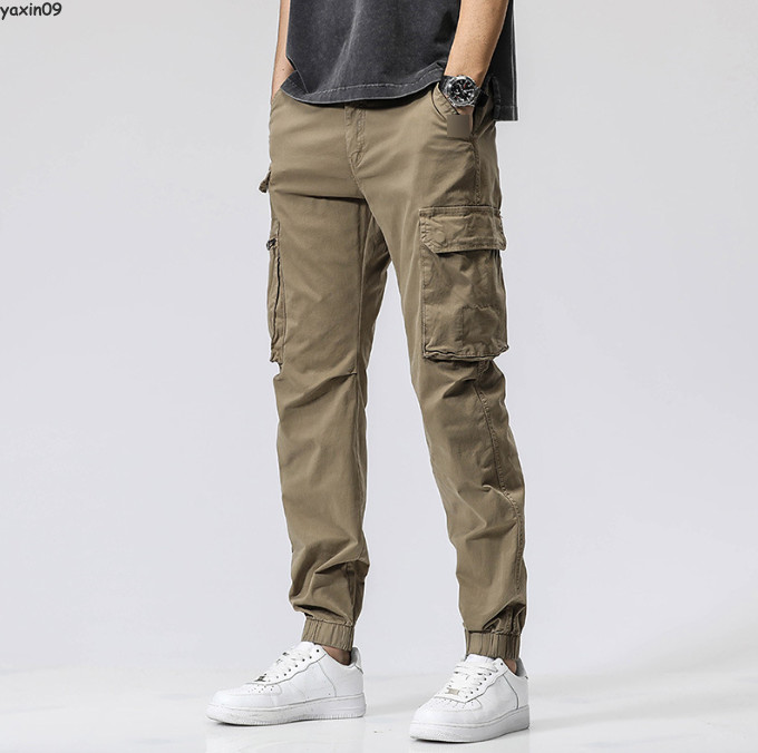 Mens Cargo Jogger Pants Slim Fit Pockets Cotton Pants Long tapered Trousers Gift