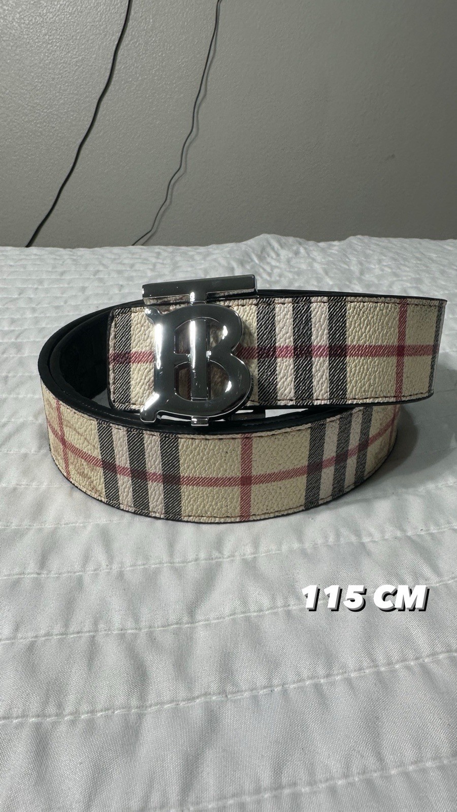 Burberry TB Silver Buckle Belt