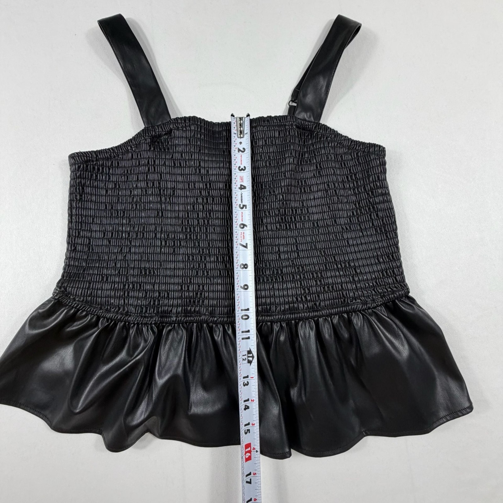 Torrid Faux Leather Smocked Peplum Top Black Size 0