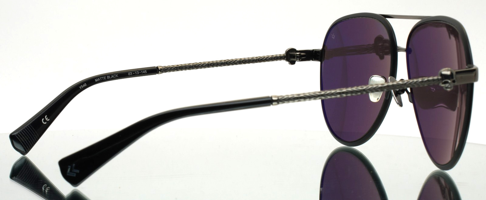 JOHN VARATOS V546 Black Gunmetal Mens Aviator Mirror Sunglasses 63-13-145 B:54