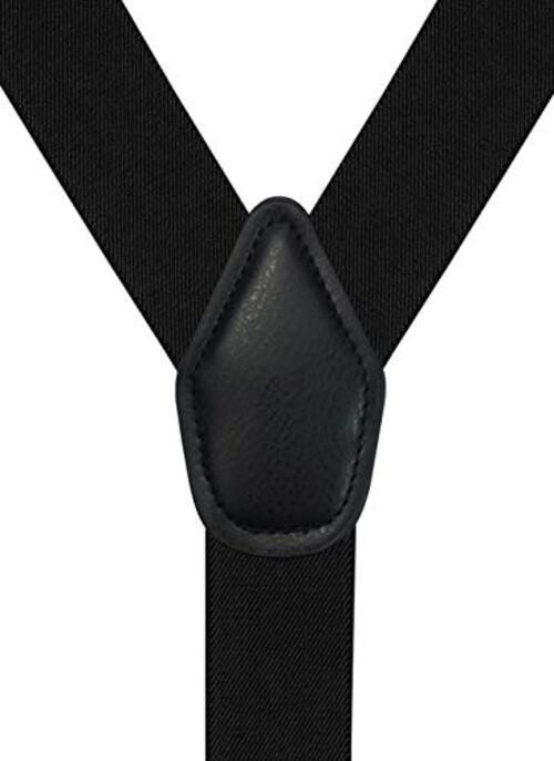 Men’s Y-Back 1.4 Inches Wide Button End Elastic Adjustable Suspenders Black