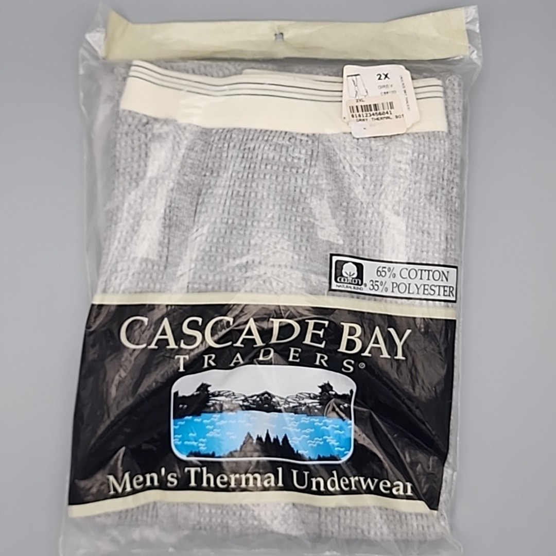 Long Johns Cascade Bay Traders Thermal Underwear Mens 2XL Pants Gray Bottoms NOS