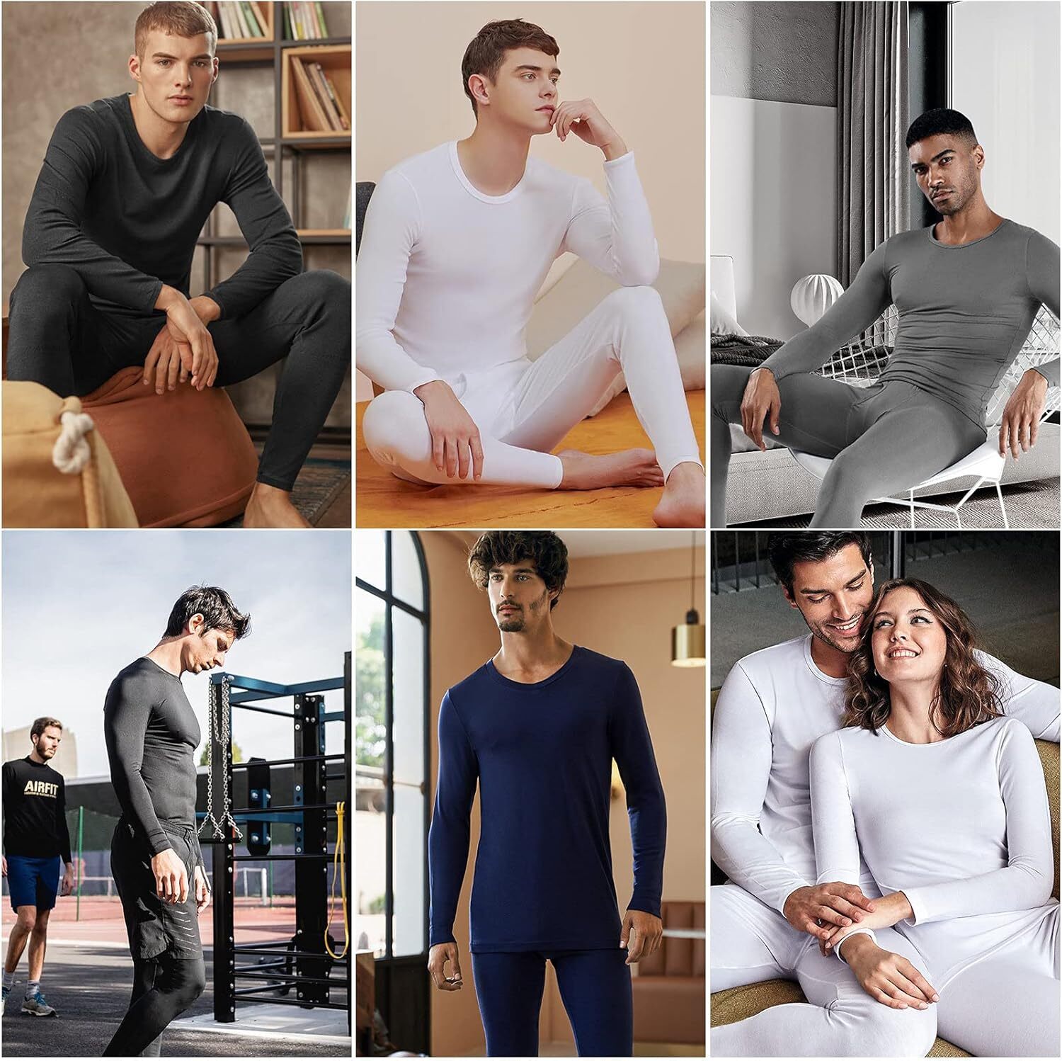 Men Thermal Microfiber Fleece Winter Lined Long Johns Warm Underwear Shirt Pants