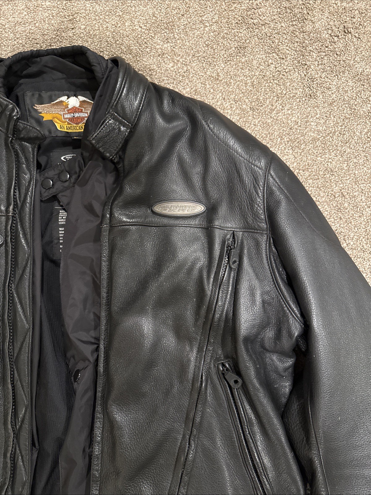 Harley Davidson FXRG Jacket Black Leather Men’s 98508-99VM Size Large w/ Liner