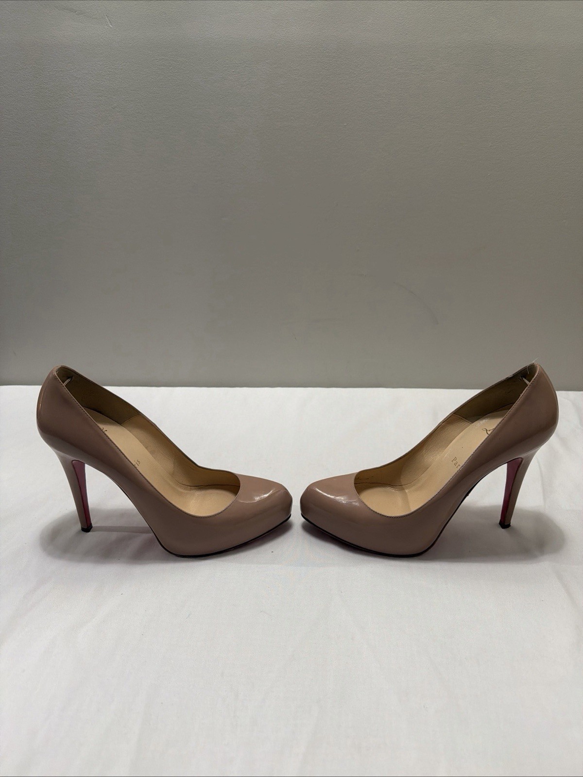 CHRISTIAN LOUBOUTIN Rolando 120mm Nude Patent Platform Pumps Size 39