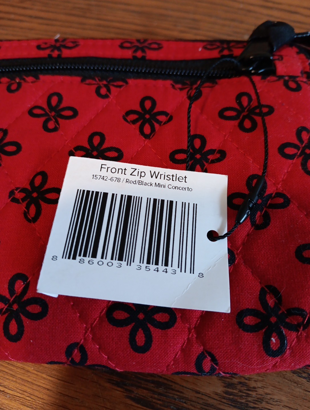 Vera Bradley Front Zip Wristlet Clutch Handbag Red Black Mini Concerto ~ New!
