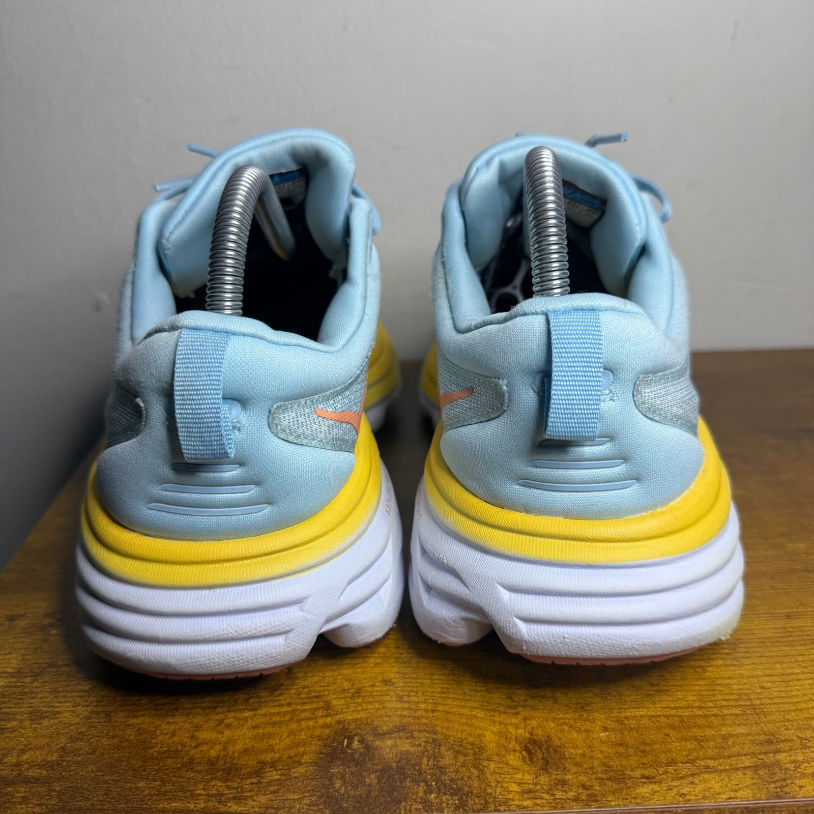 Hoka Bondi 8 Running Shoes Womens Size 8 D Wide (Men’s 7D) Blue Yellow