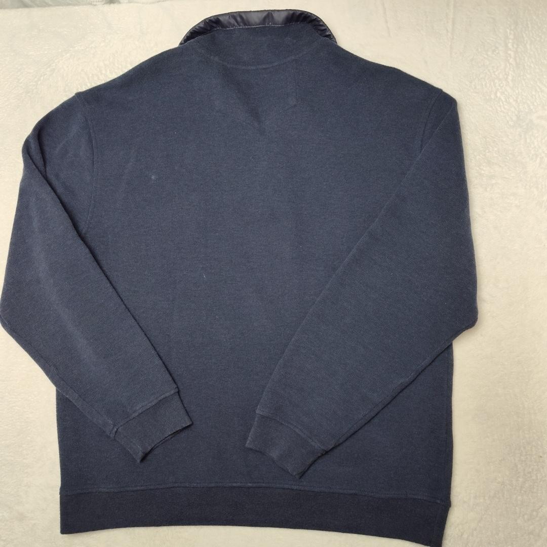 Viyella Pullover Mens L Blue Mock Neck Tight-Knit Pullover Long Sleeve Pockets