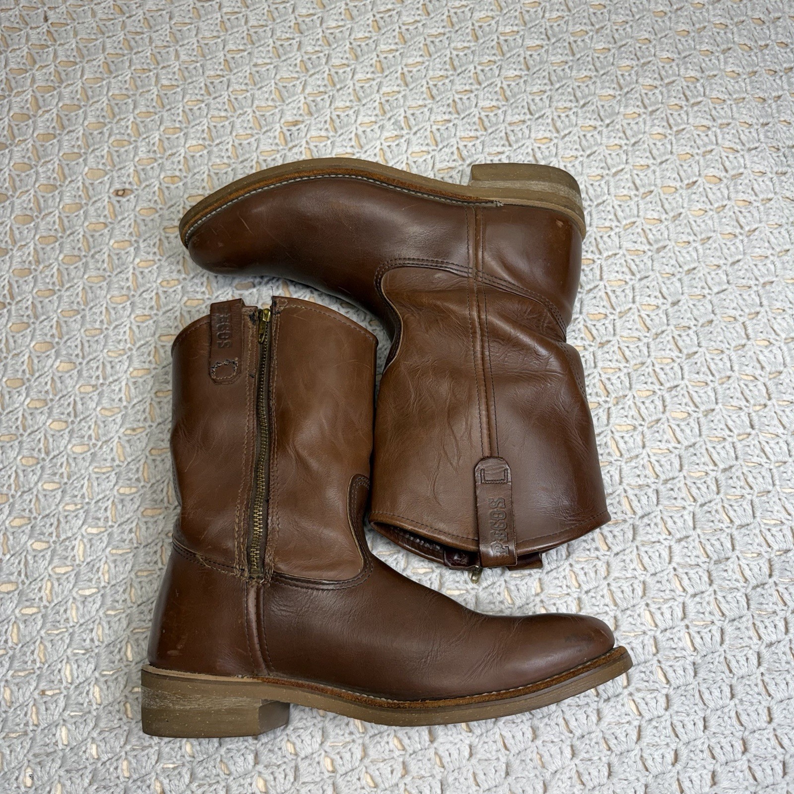 Red Wing Pecos Leather Boots Men’s 12 D Brown Cowboy Nailseat 1155 USA Made Zip