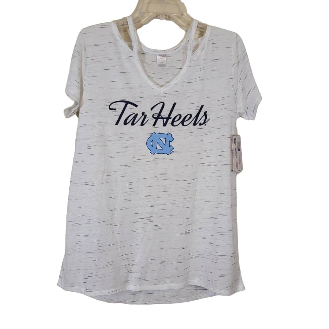 NWT Tar Heels Women’s Off Shoulder T-Shirt Short Sleeves Pullover White Large