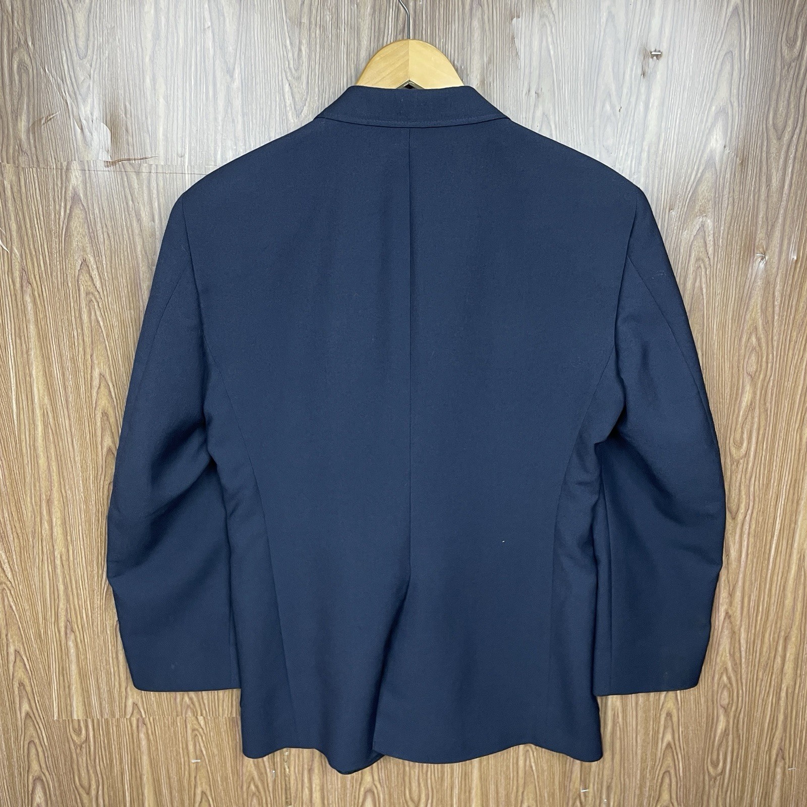David Taylor Blazer Jacket Mens 40R Navy Blue Solid Hopsack Gold Buttons