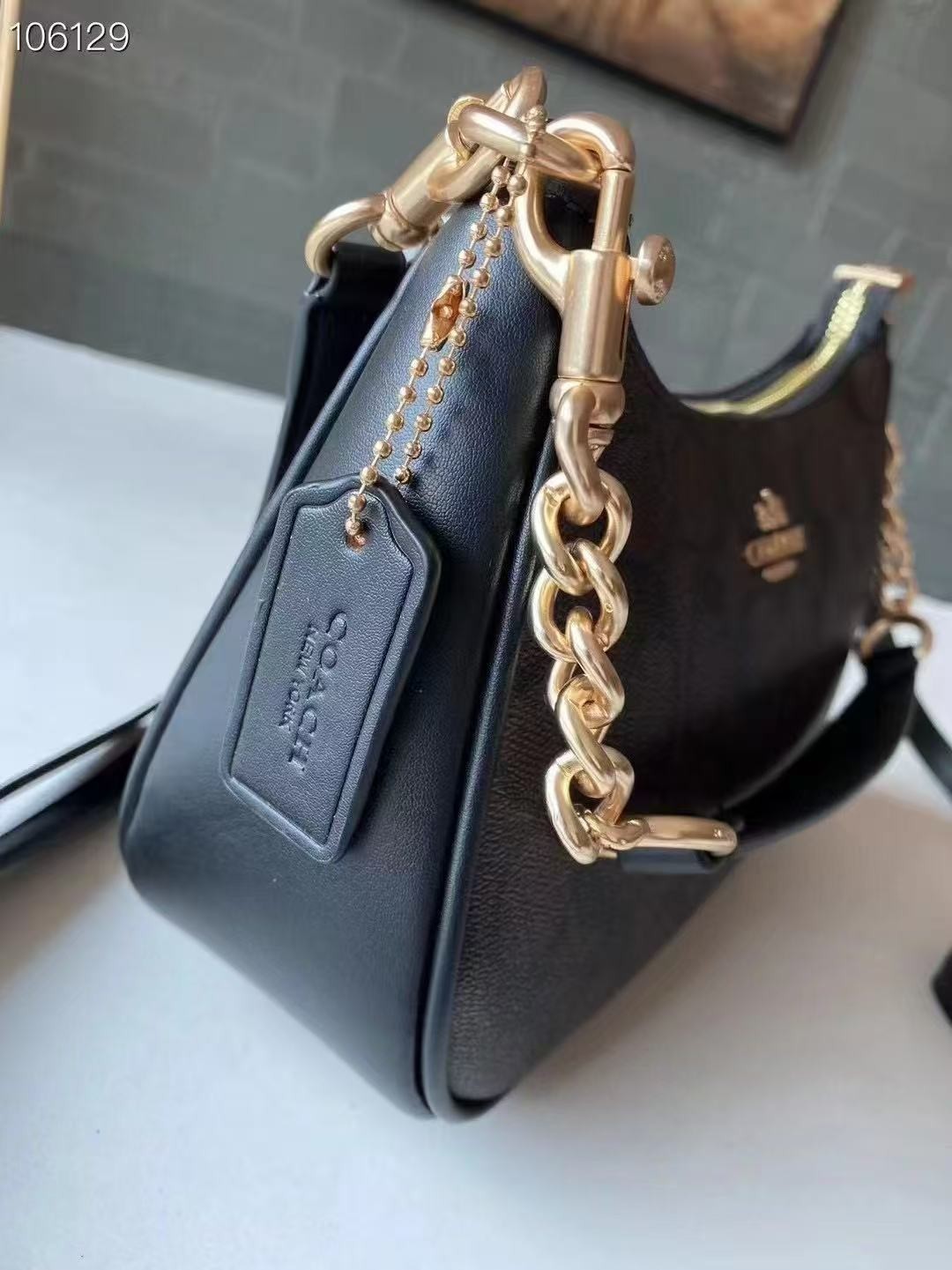 COACH Teri Shoulder Bag In Signature Gold/Walnut/Black, Only unpacked, not used