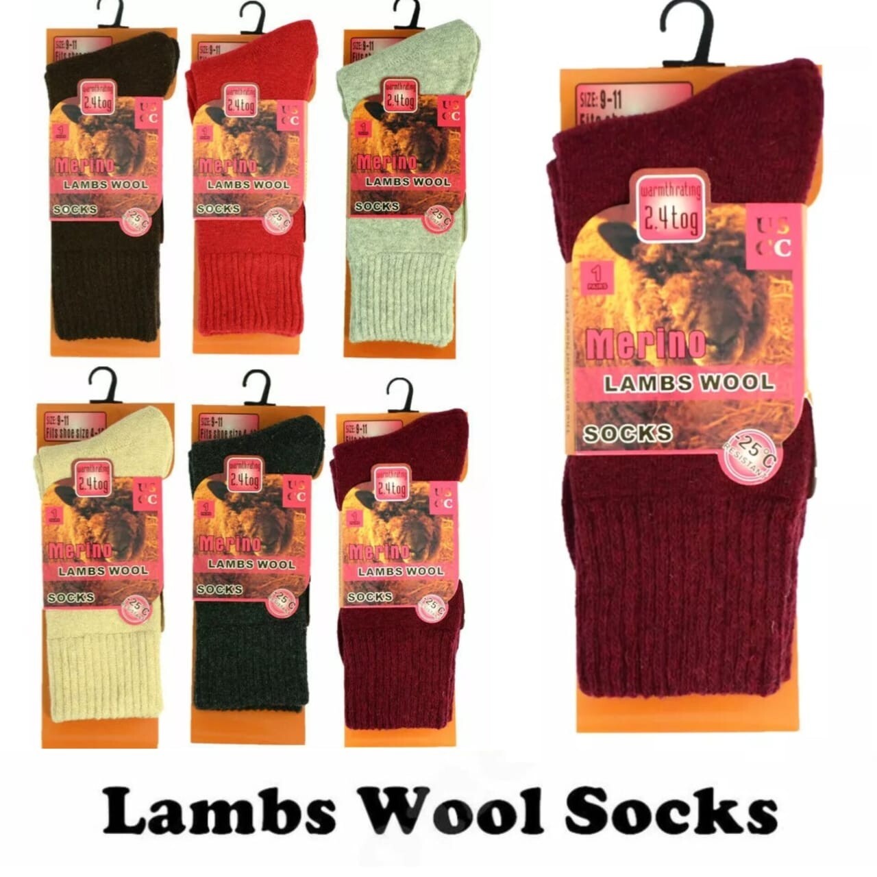 6 Pairs Men Womens Merino Lambs Wool Thermal Socks Heavy Duty Winter Warm Socks