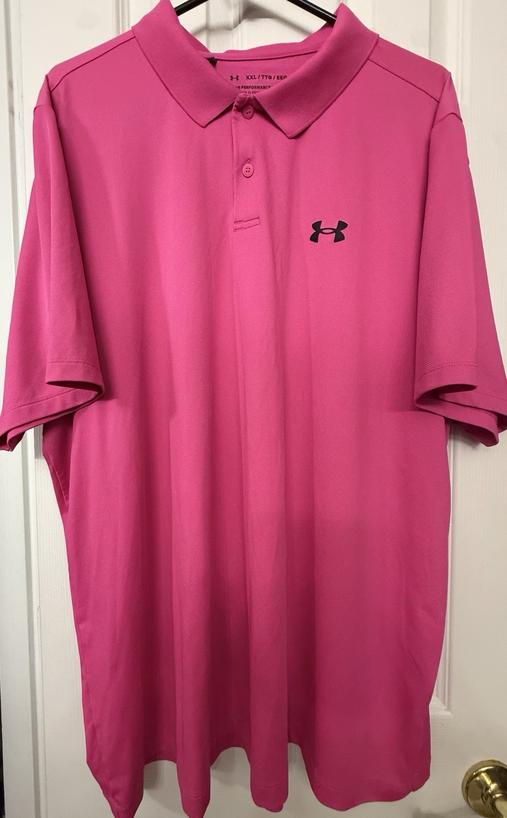 Under Armour Mens Pink Performance Polo Shirt XXL Short Sleeve Loose Fit