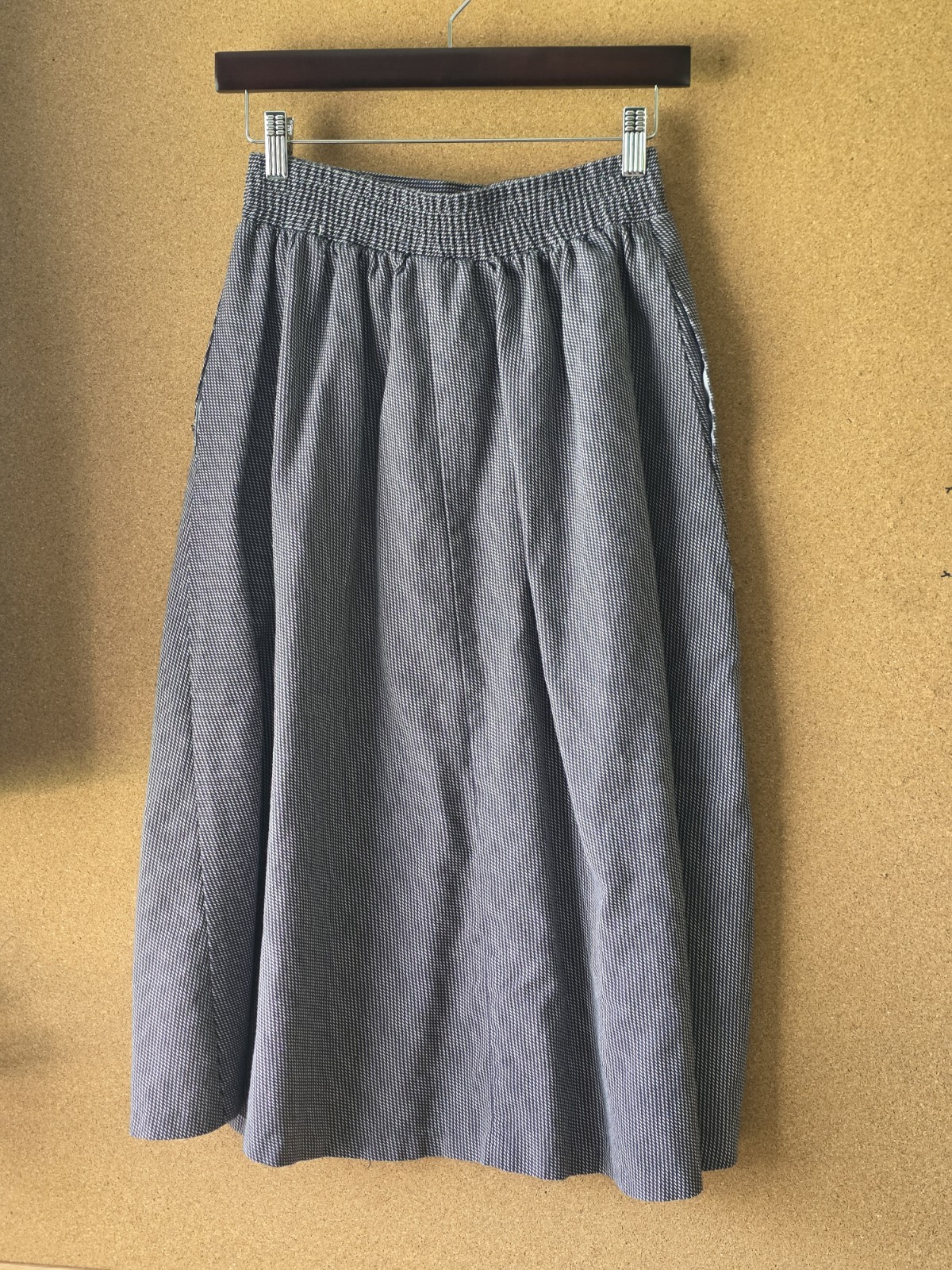 Jantzen Vintage Petite Button Front A-Line Gray Check Skirt Sz 12 Made In USA