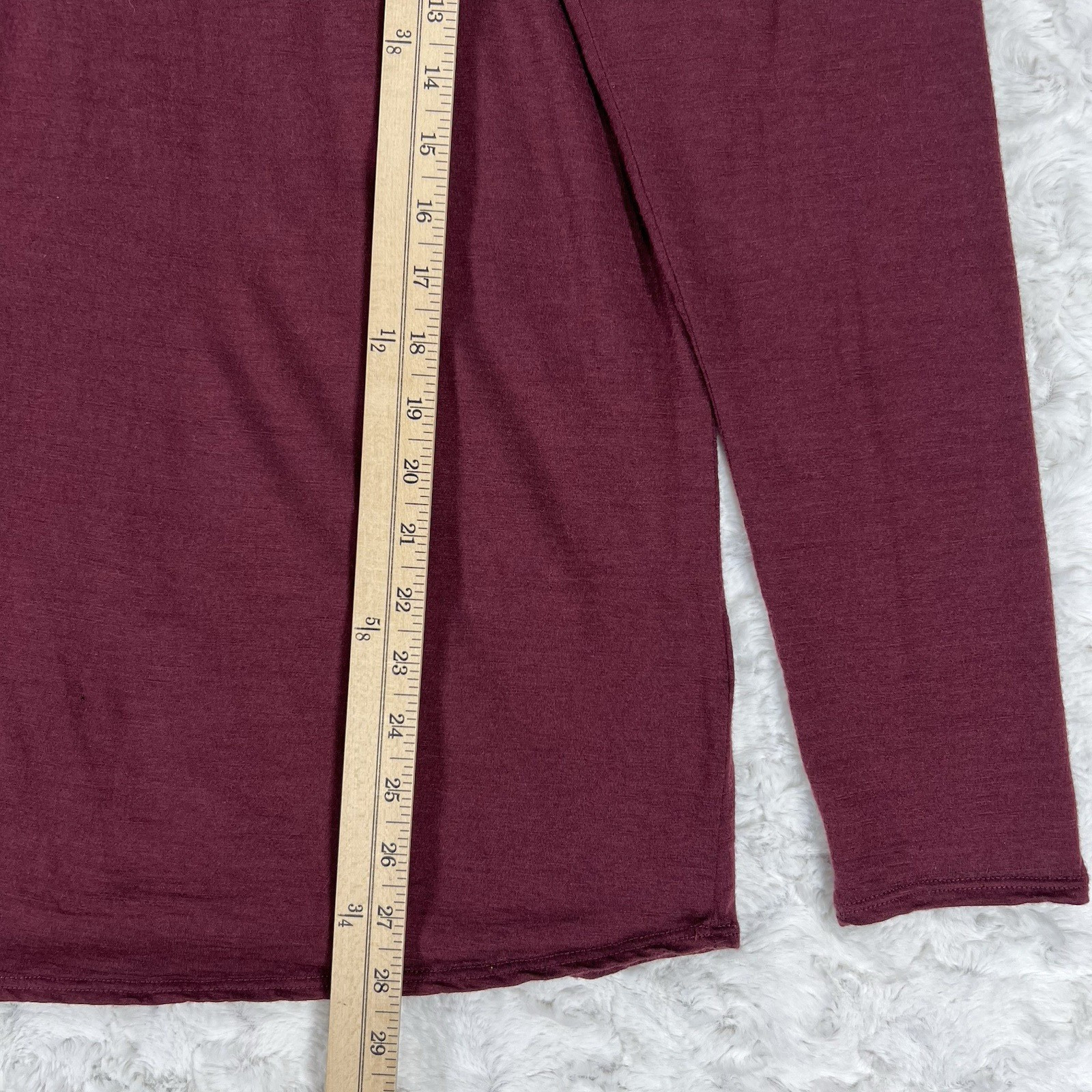 Seg’ments 100% Merino Wool Baselayer Shirt Womens XXL Burgundy Long Sleeve *Flaw