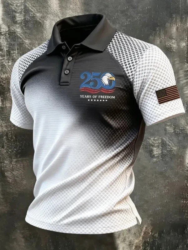 250th Anniversary Polo Shirt 1776-2026 American Flag Polo Men Patriotic Shirt #3