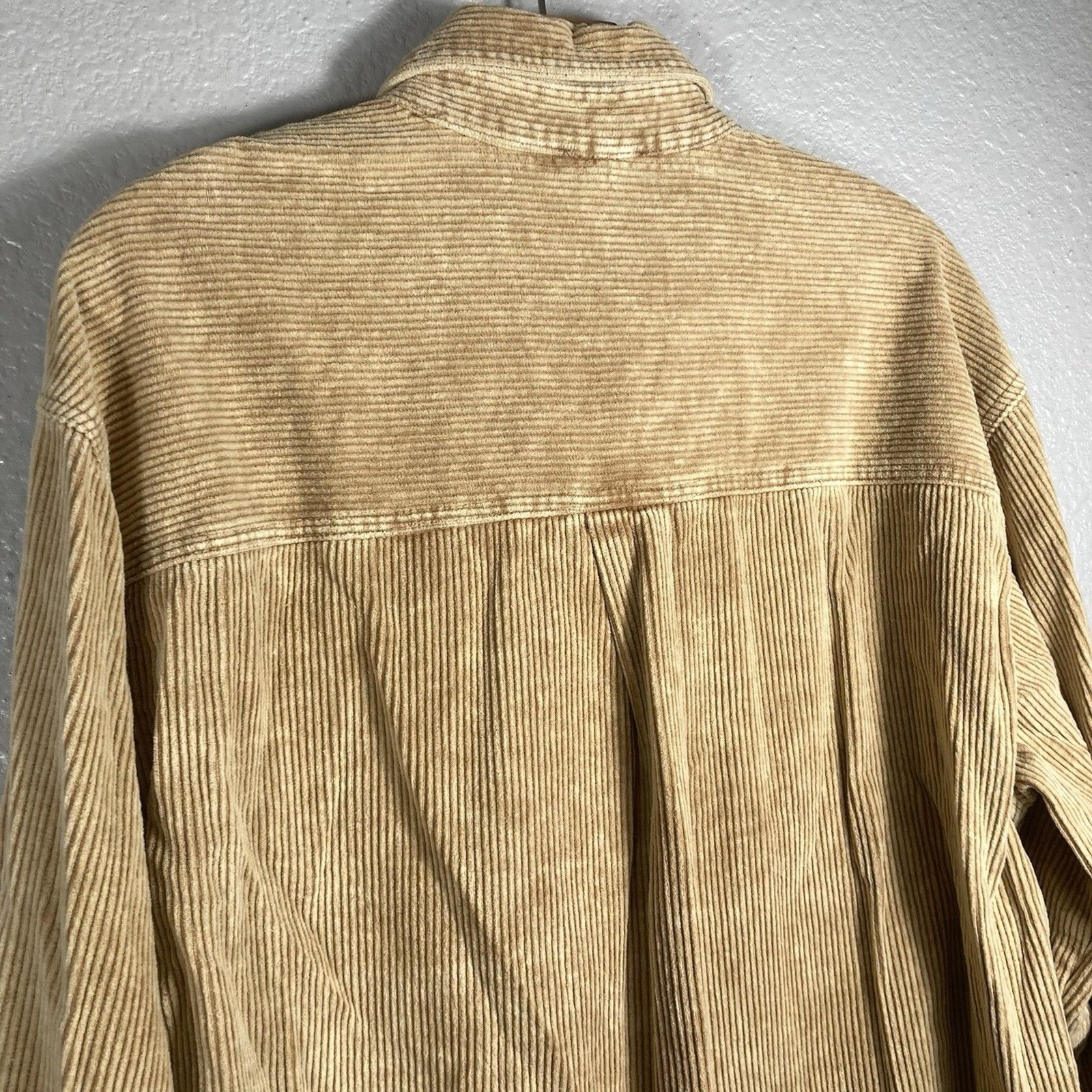 Oversized Corduroy Shacket L Shirt Raw Hem Tan Beige Cabincore Barn La Miel