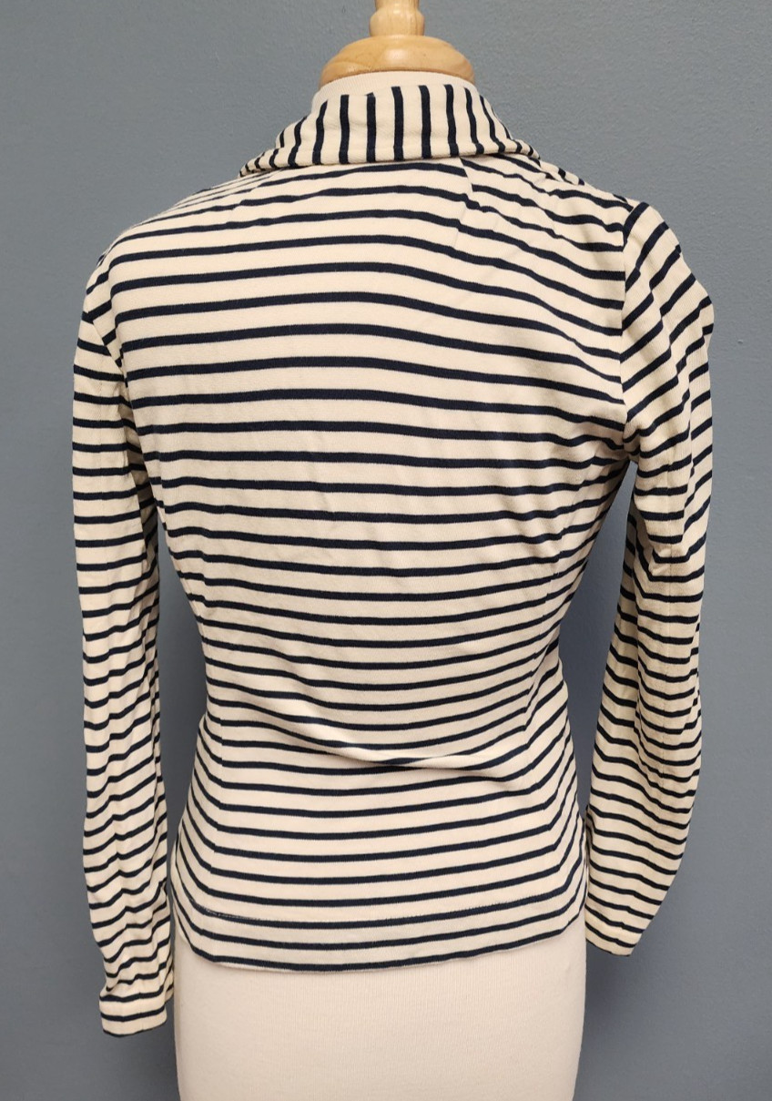 J Crew Maritime Knit Off White Navy Blue Striped Cotton Blazer Womens S Small