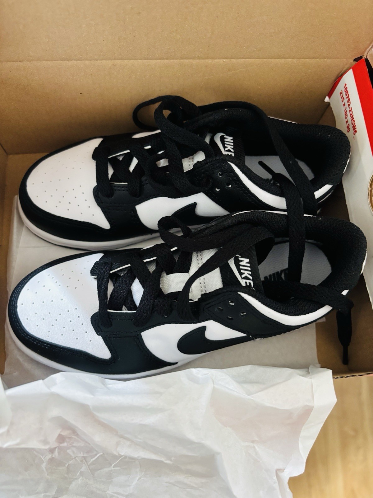 Nike Size 13 Kids Dunk Low Black White Panda (PS) Shoes Sneakers