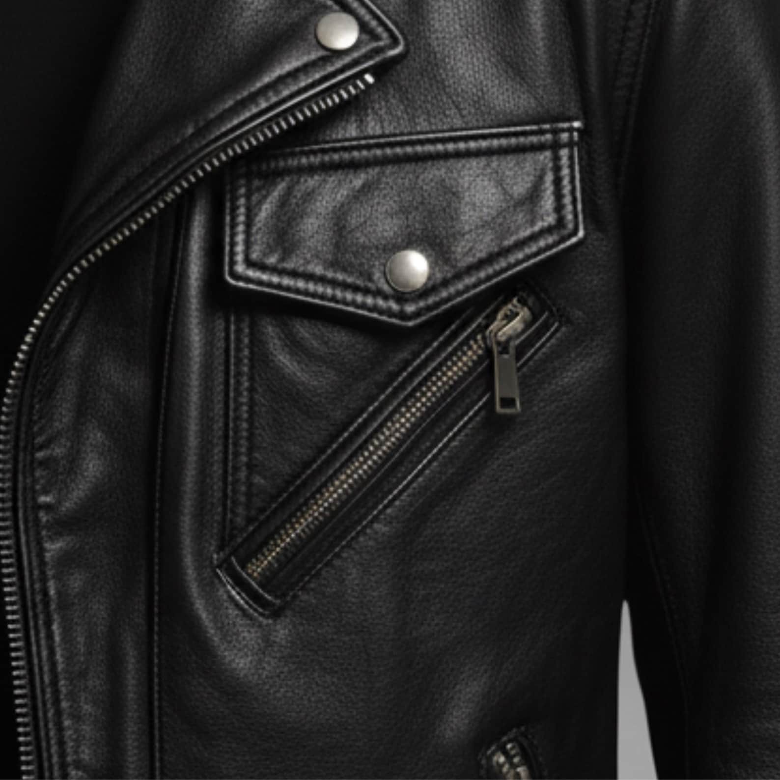 Men’s Genuine Leather Motorcycle Jacket Black Biker Brando Moto Coat