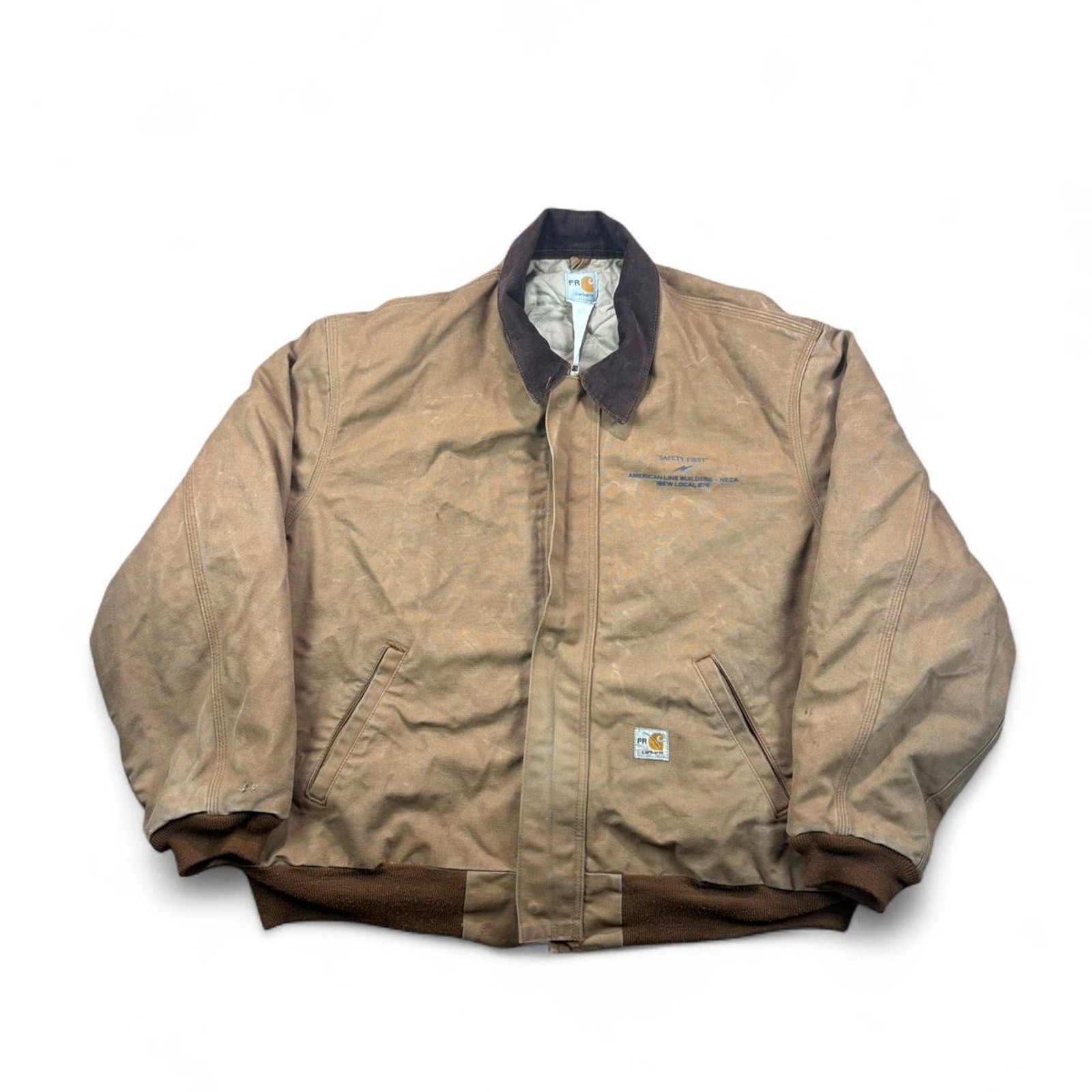 Vintage Carhartt FR Flame Resistant Zip Up Work Jacket Faded Brown Duck Canvas